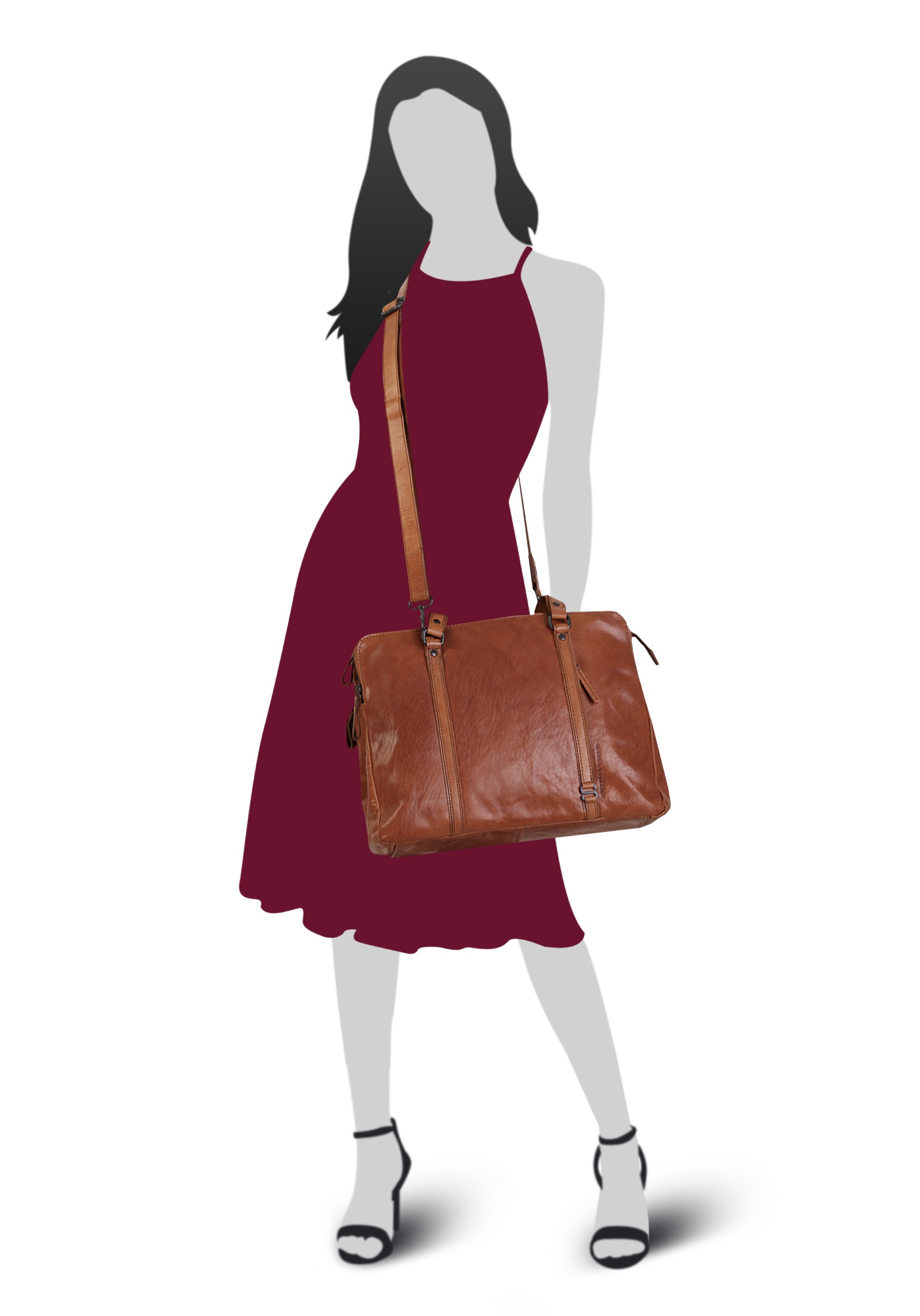 Spikes & Sparrow Shopper "LAPTOP SHOULDERBAG" echt Leder