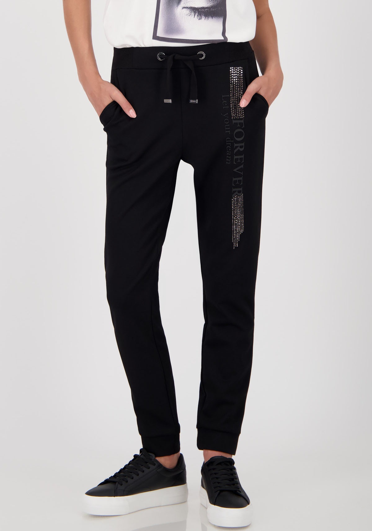 Monari Jogger Pants »Hose Sweat 72cm« mit Glitzersteinchen