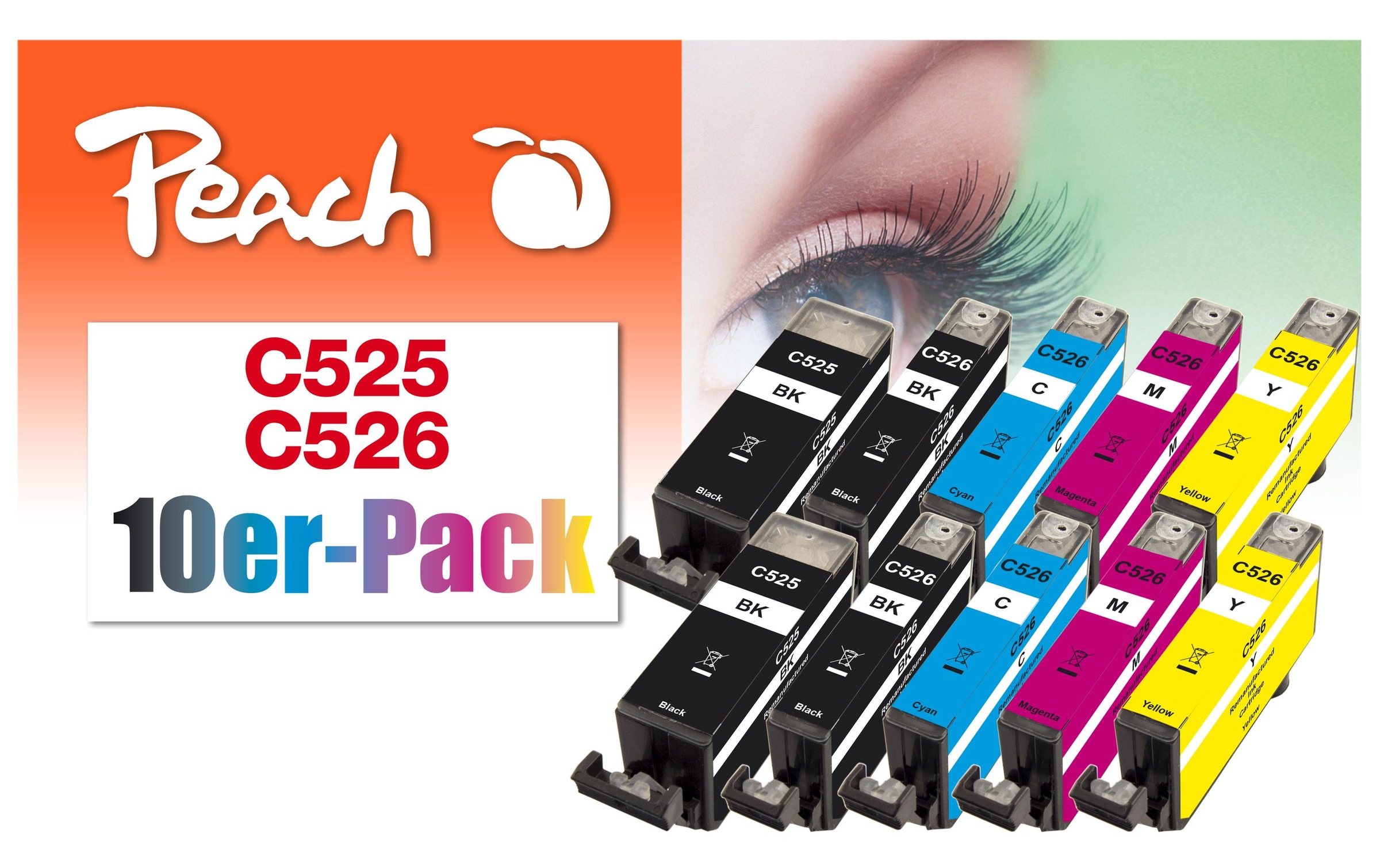 Peach Tintenpatrone "Canon PGI-525/CLI-526 Multi-10-Pack C, M, Y, BK"