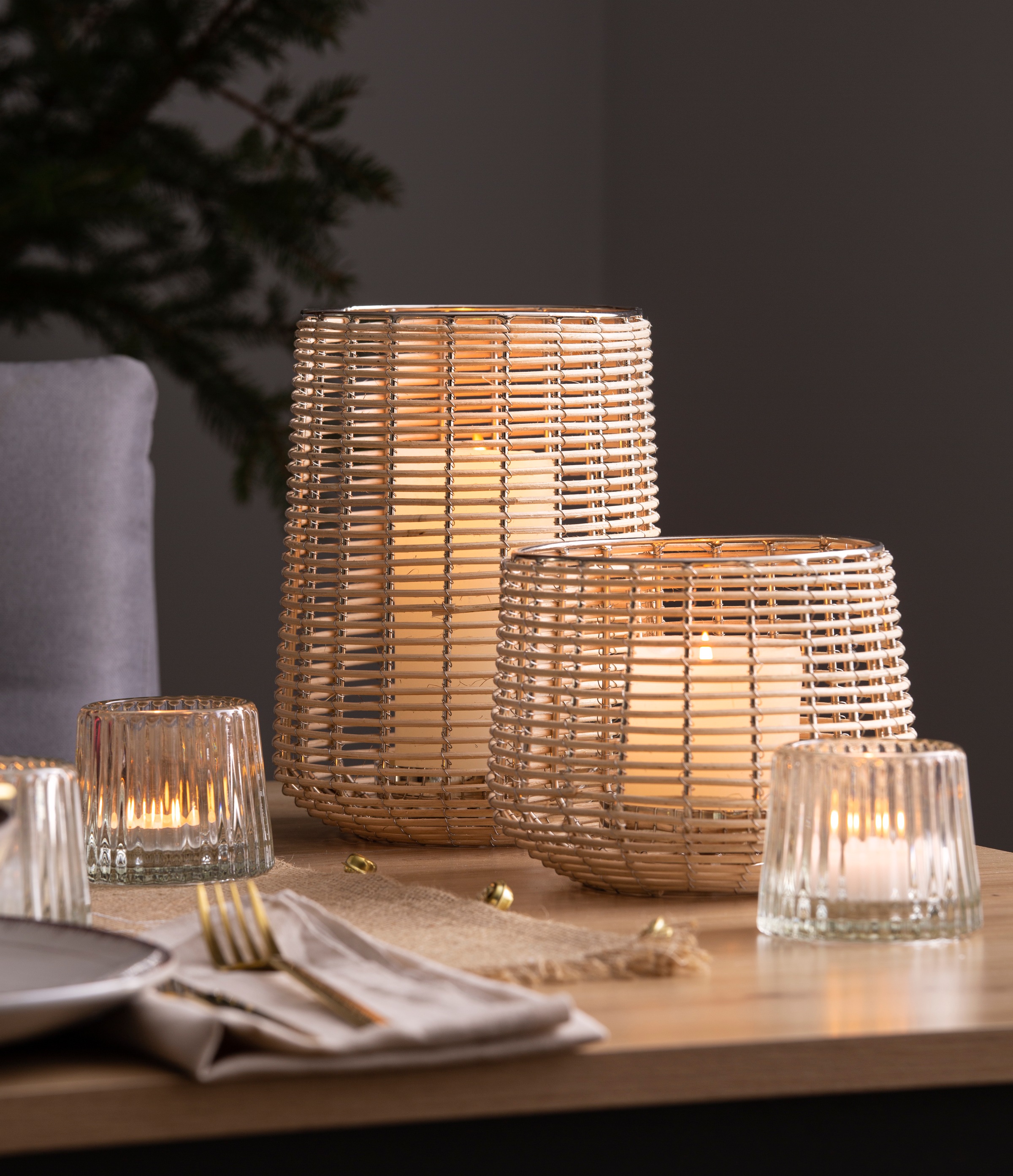 OTTO home Windlicht "Kerzenhalter Vallenay" aus Naturweide und Metall