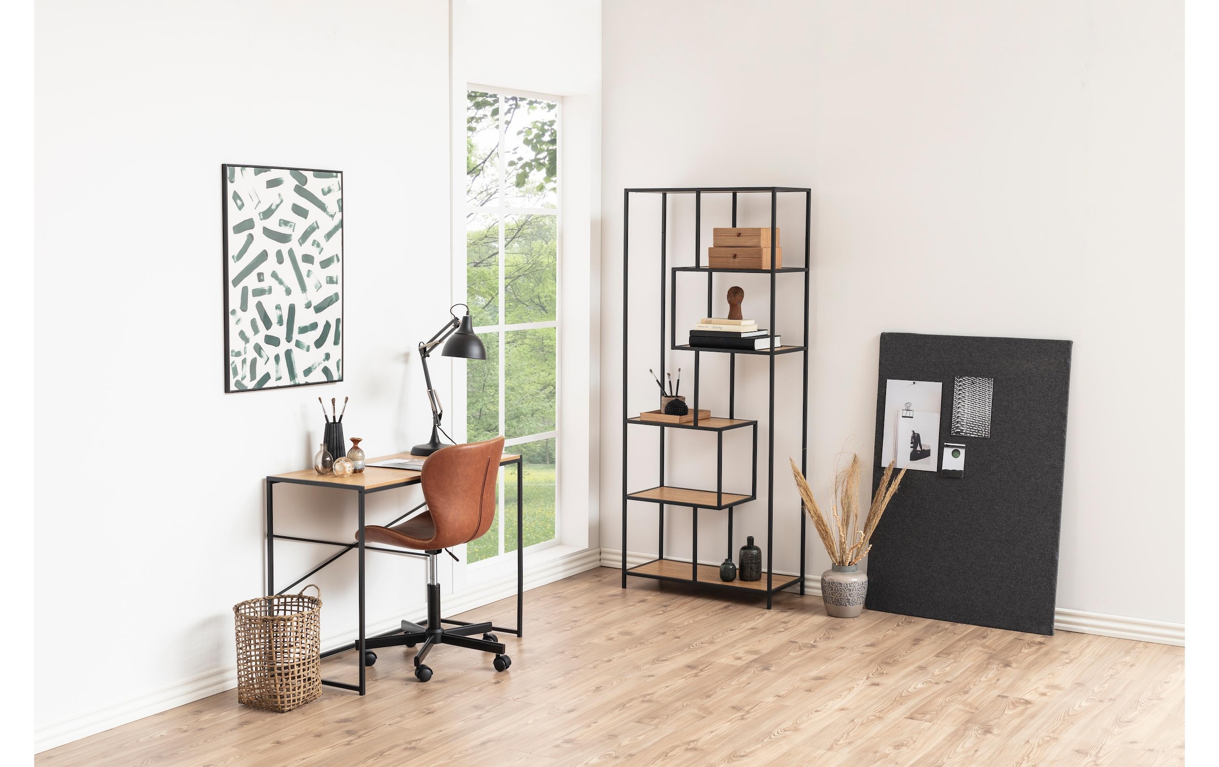 AC Design Regal »Seaford 77 x 35 x 185cm, Braun/Schwarz«