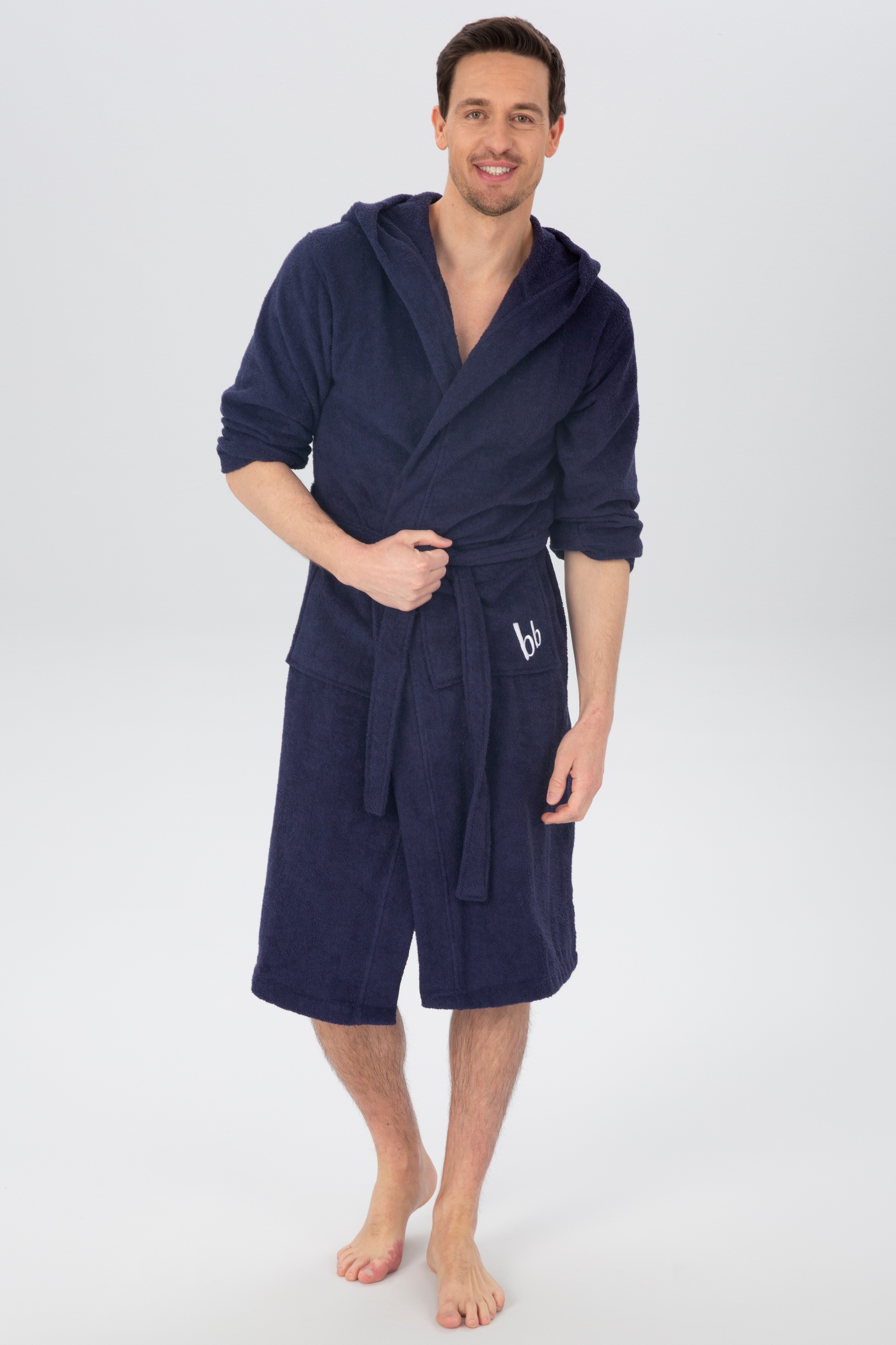 Bruno Banani Unisex-Bademantel »Robby«, (1 St.), Damen & Herren Bademäntel, 100% Baumwolle, mit Taschen, S-3XL