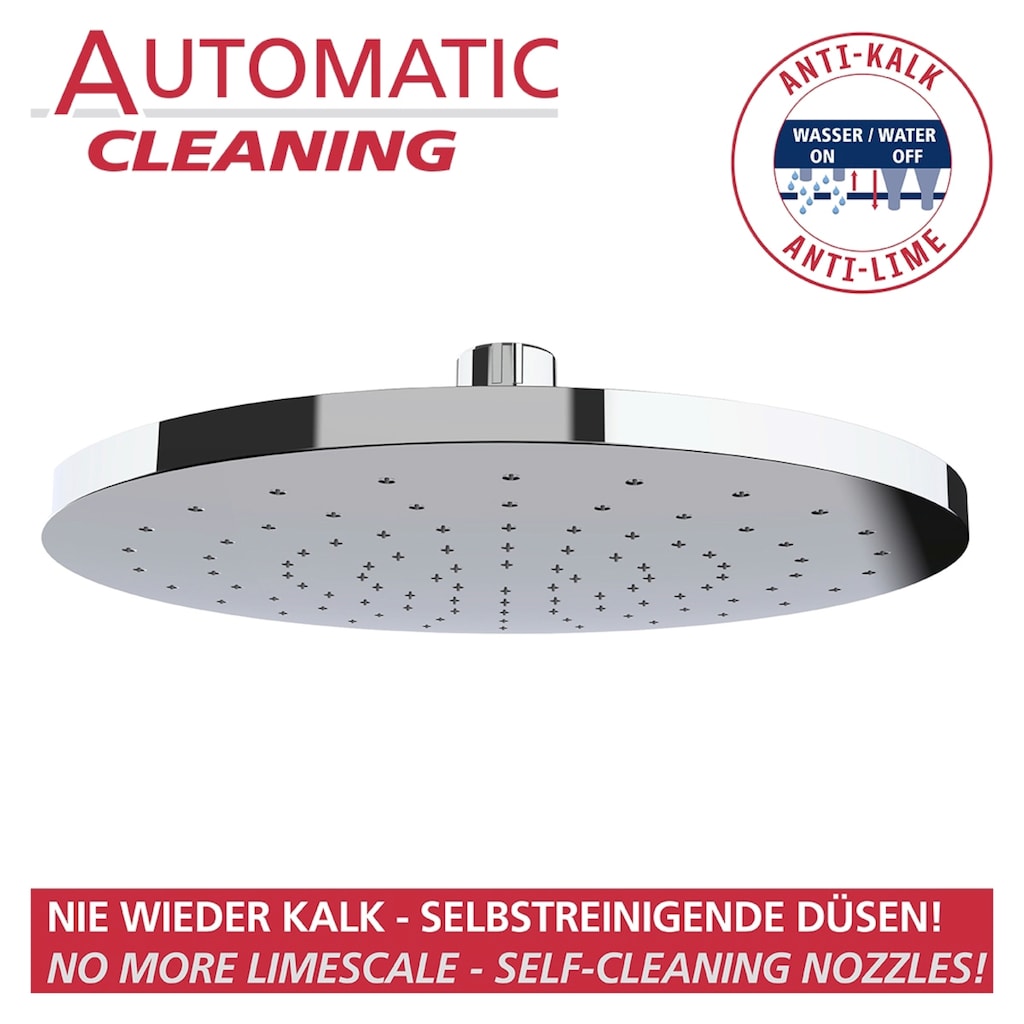 WENKO Regenduschkopf »Watersaving System«, Regenduschkopf Automatic Cleaning, Durchmesser 22,5 cm