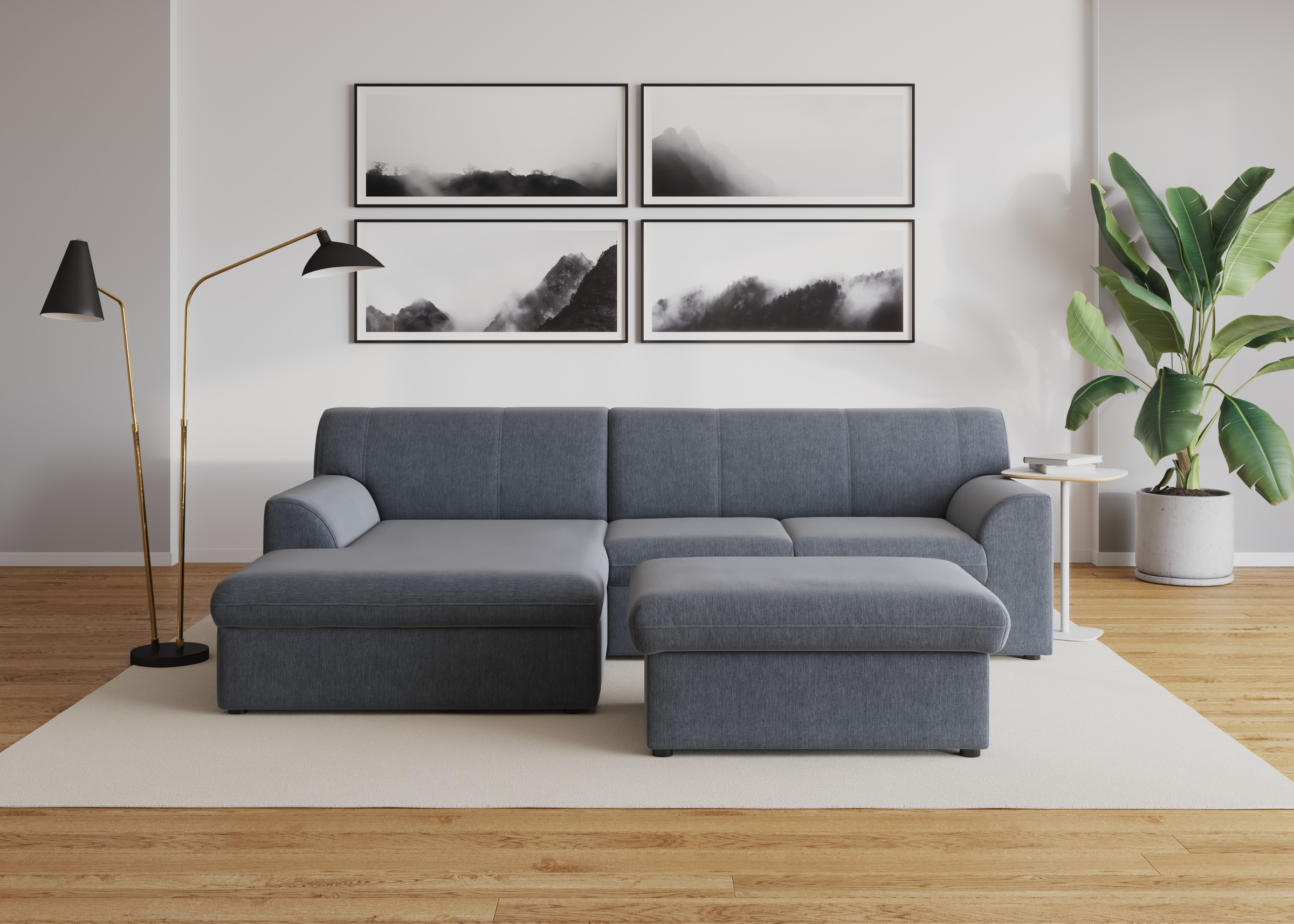 DOMO collection Ecksofa »Topper, elegant und zeitlos, kompaktes Stellmass 245/155cm, L-Form«, mit Recamiere, wahlweise mit Schlaffunktion