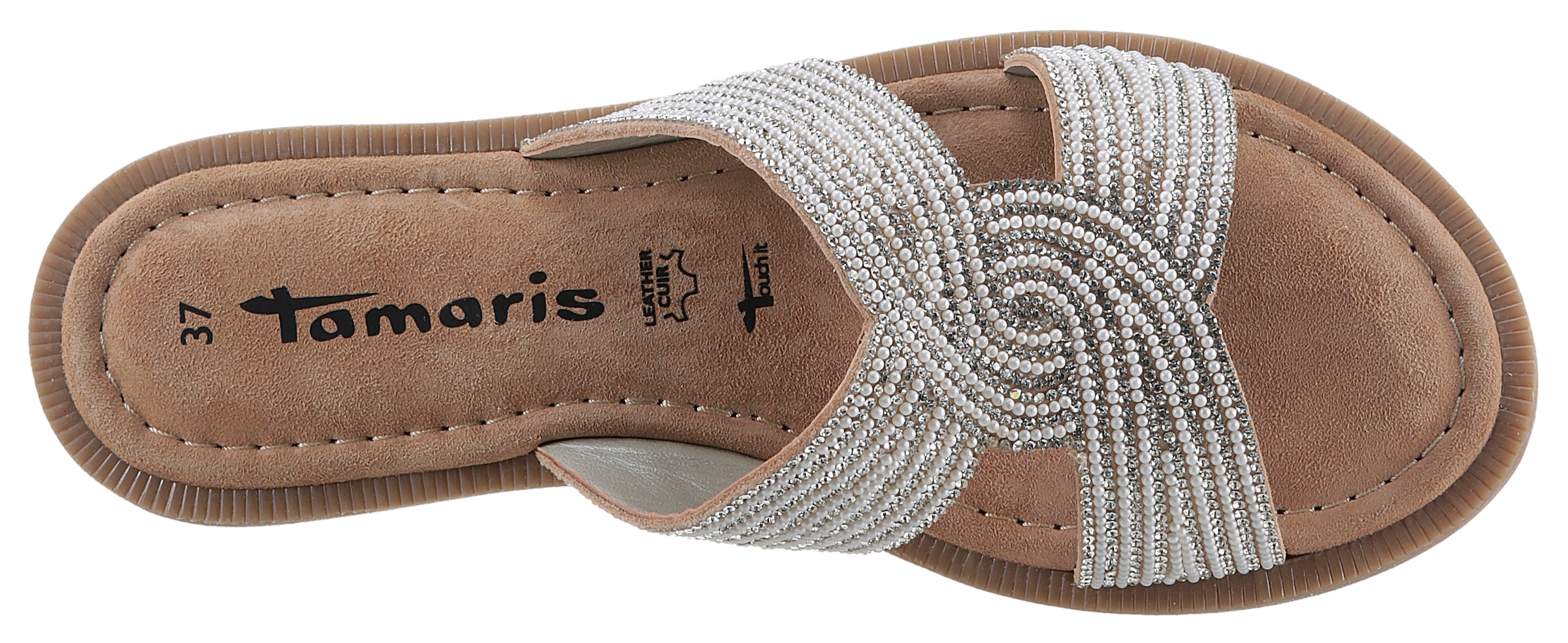 Tamaris Pantolette, Blockabsatz, Festtagsschuh, Sommerschuh in funkelnder Optik