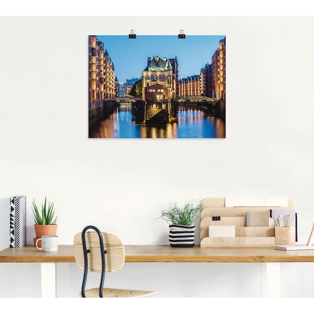 Artland Wandbild »Hamburg Wasserschloss in Speicherstadt 2«, Gebäude, (1 St.),  als Alubild, Leinwandbild, Wandaufkleber oder Poster in versch. Grössen  online shoppen | Jelmoli-Versand