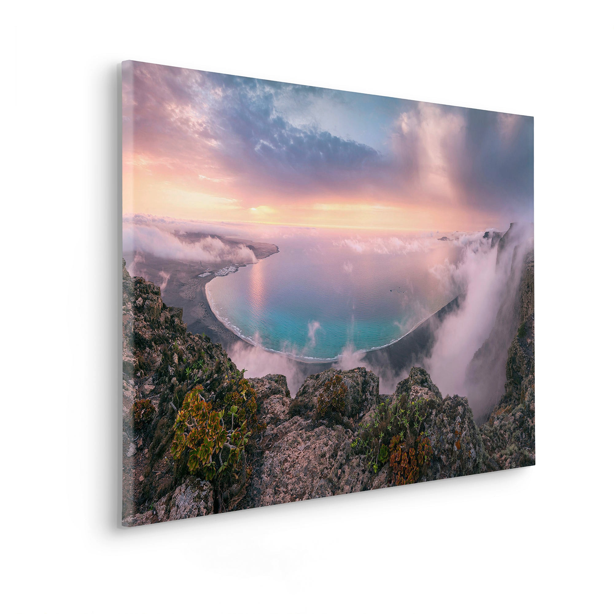 Komar Leinwandbild »Coastal Paradise - Grösse 90 x 60 cm«, Baum-Blätter-Natur-Berge-Blumen-Foto-Jahreszeiten-Landschaft-Meer-Strand-Palmen, (Packung, 1 St.), Keilrahmenbild mi Echtholzrahmen