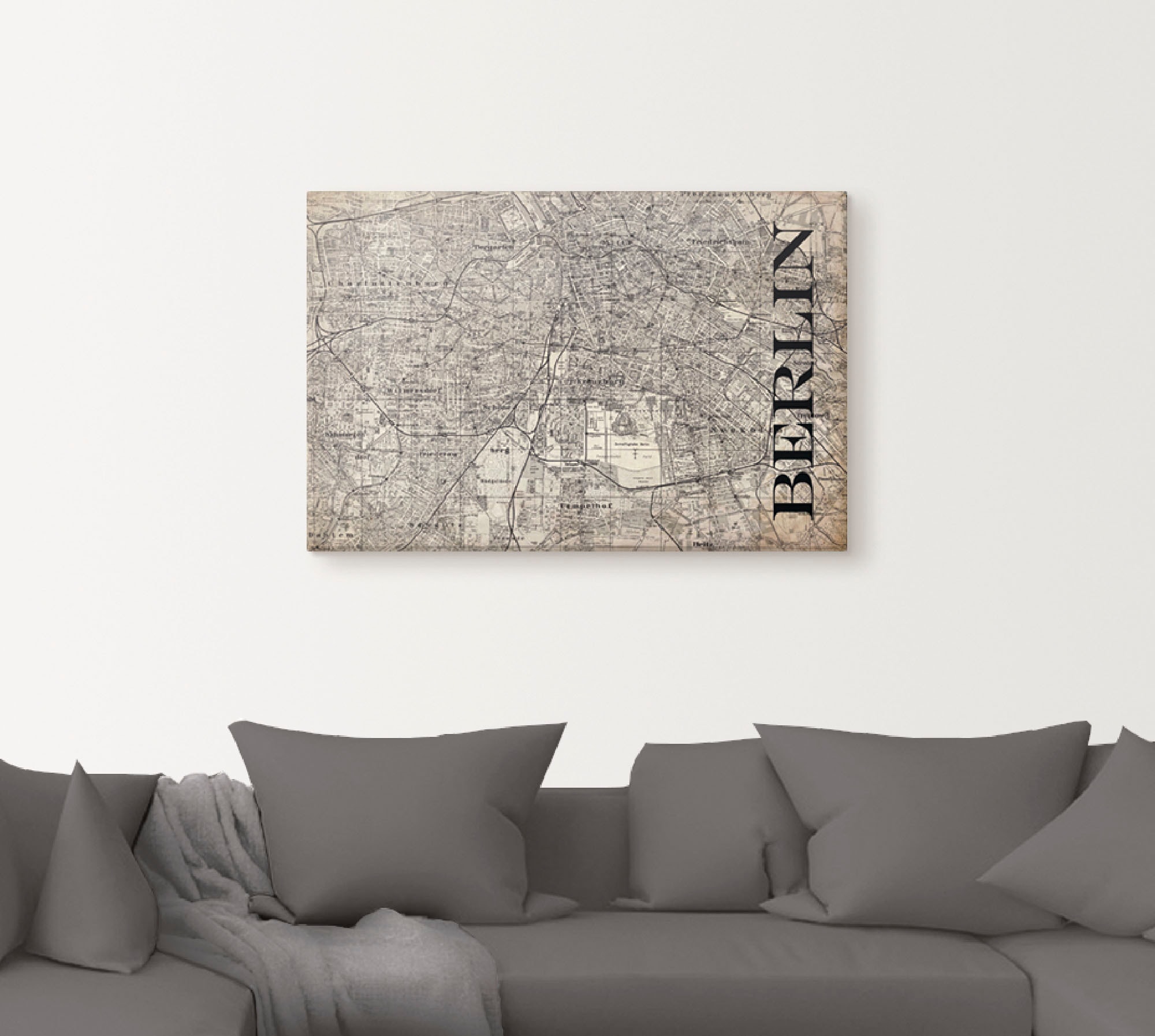 Artland Wandbild »Berlin Karte Strassen Karte Grunge«, Deutschland, (1 St.), als Alubild, Outdoorbild, Leinwandbild, Poster in verschied. Grössen