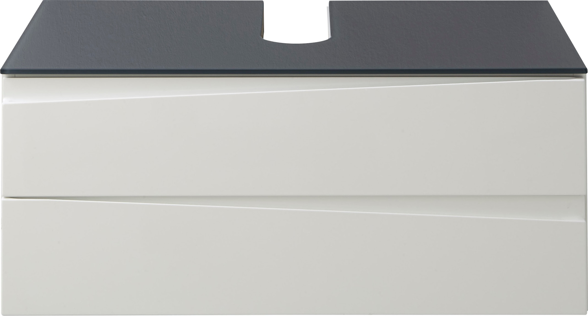 byLIVING Waschbeckenschrank »Shape«, (1 St.), für Aufsatzbecken mit asymetrischer Hochglanz Front, 2 Schubkästen
