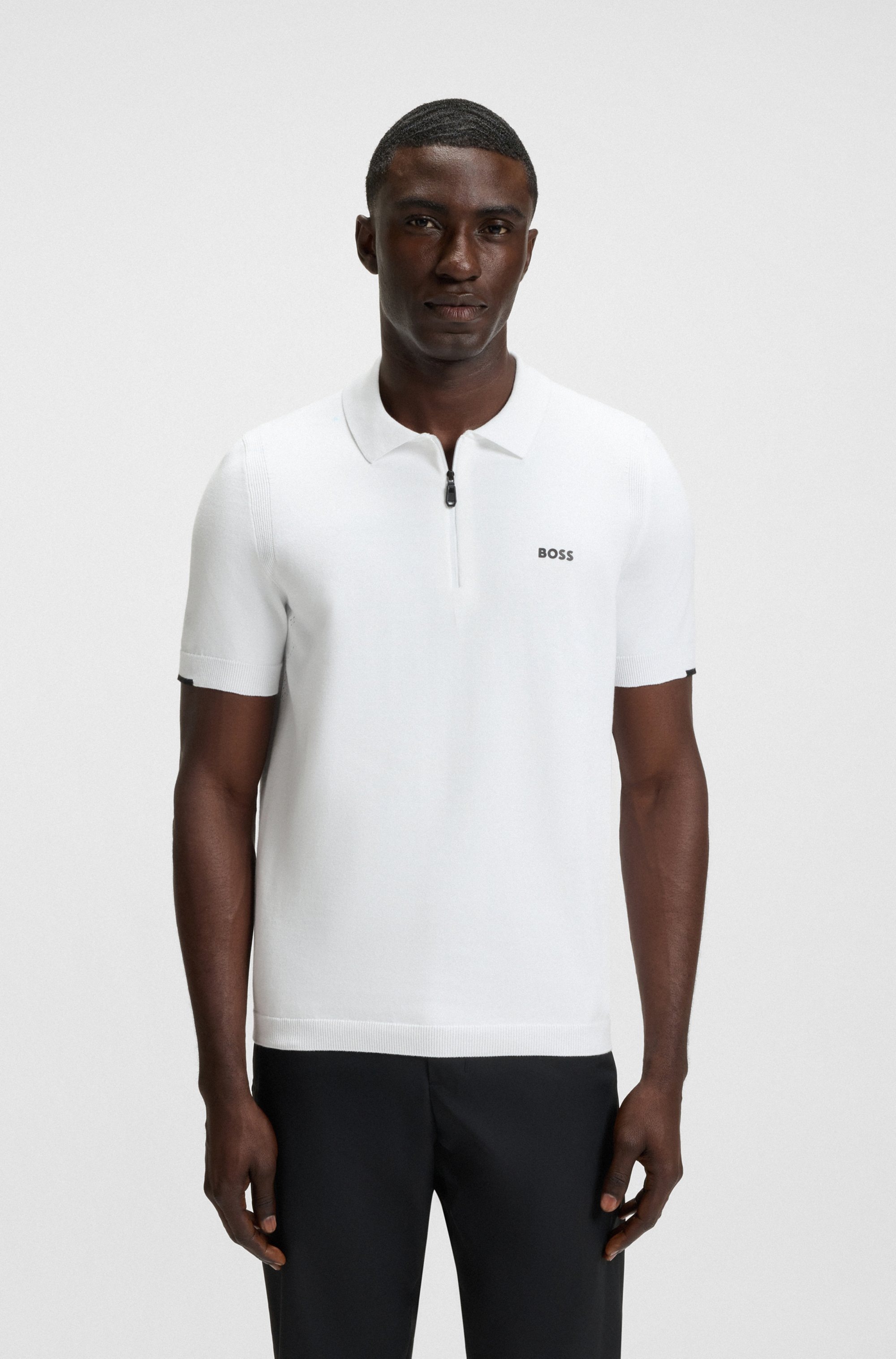BOSS GREEN Kurzarmpullover »K Ever-X PS« mit Perforierungen zur Belüftung