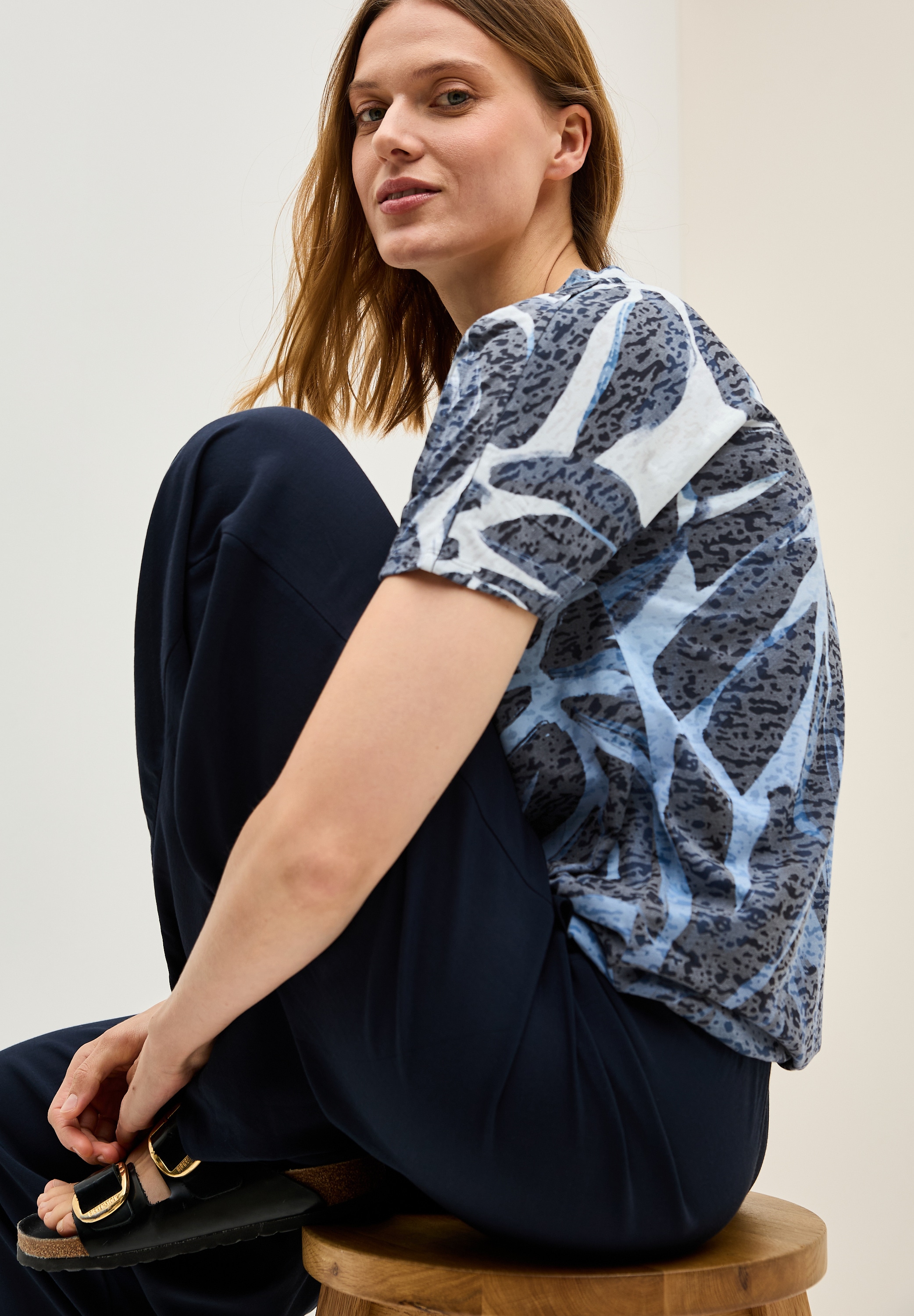 Cecil Print-Shirt, in Ausbrenner-Optik und mit floralem Muster