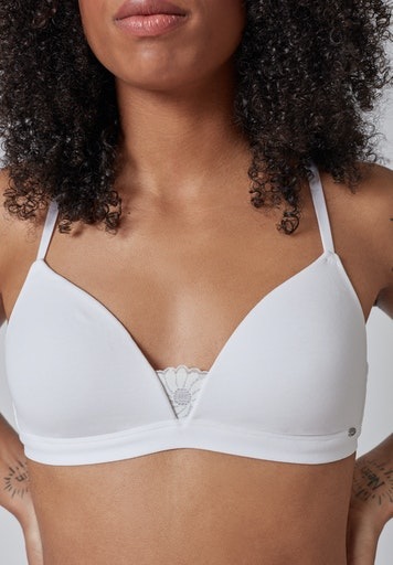 Skiny Triangel-BH »Cotton Lace« gepolstert, ohne Bügel, bequem, Baumwollmix, elastisch
