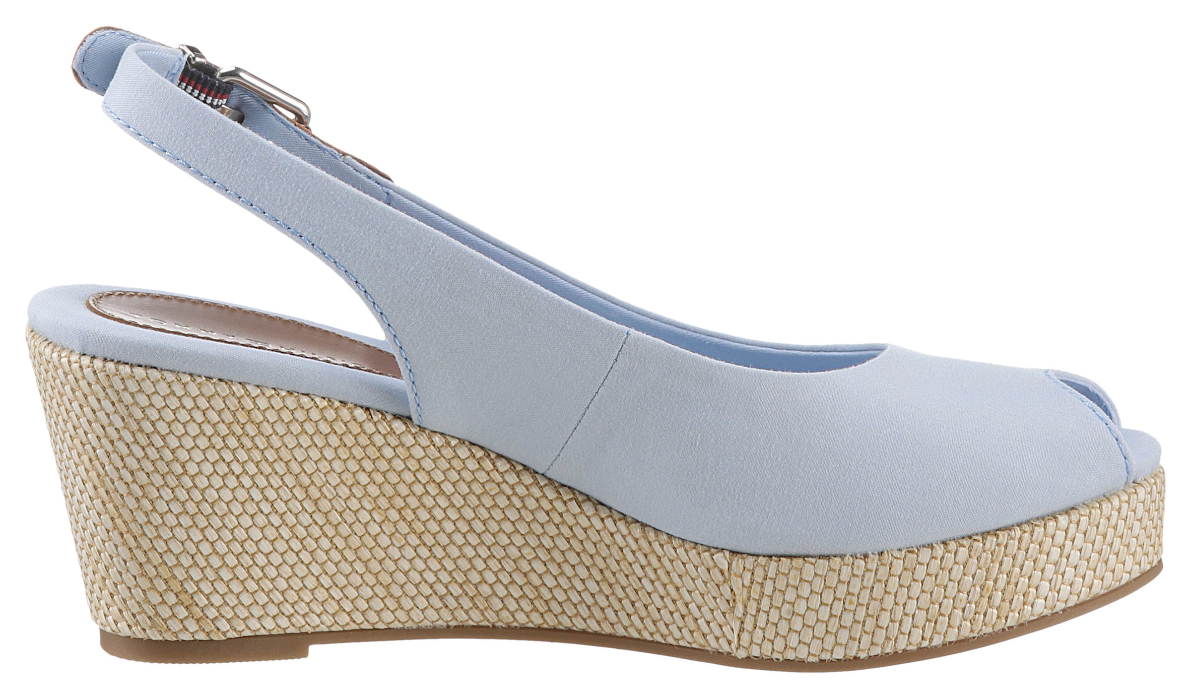 Tommy Hilfiger Sandalette »ICONIC ELBA SLING BACK WEDGE«, Sommerschuh, Sandale, Keilabsatz, mit Jutebesatz