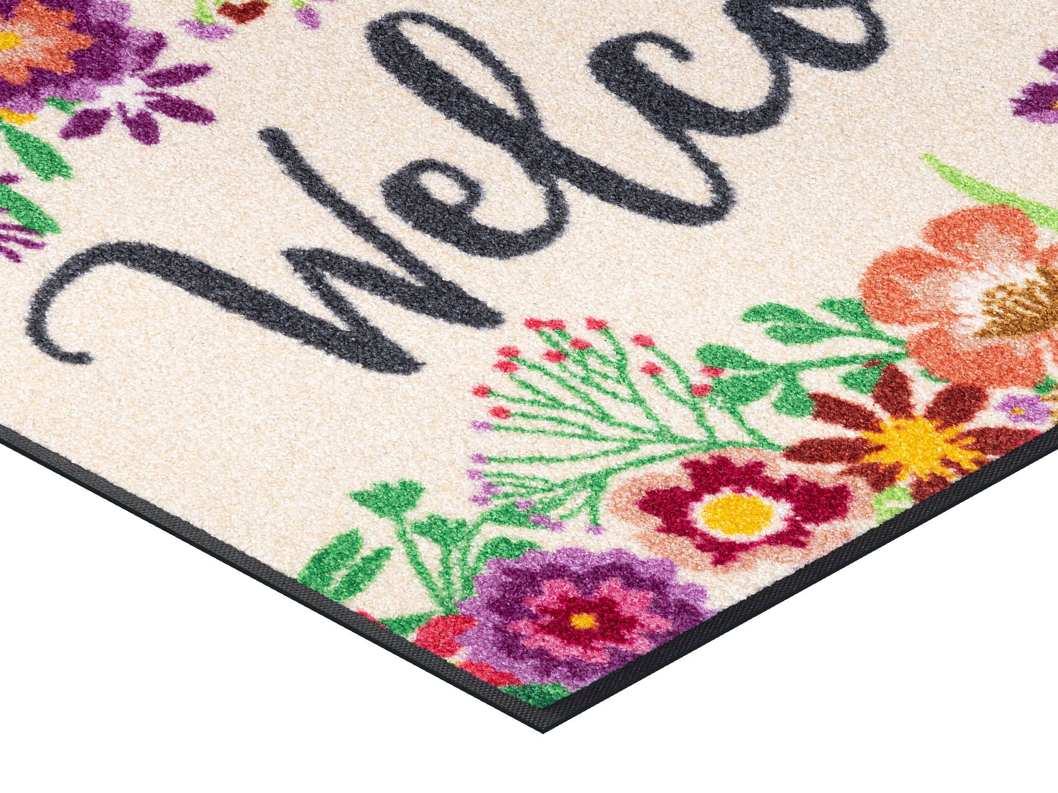 wash+dry by Kleen-Tex Fussmatte »Welcome Blooming«, rechteckig, 7 mm Höhe, Schmutzfangmatte, mit Spruch, rutschhemmend, waschbar