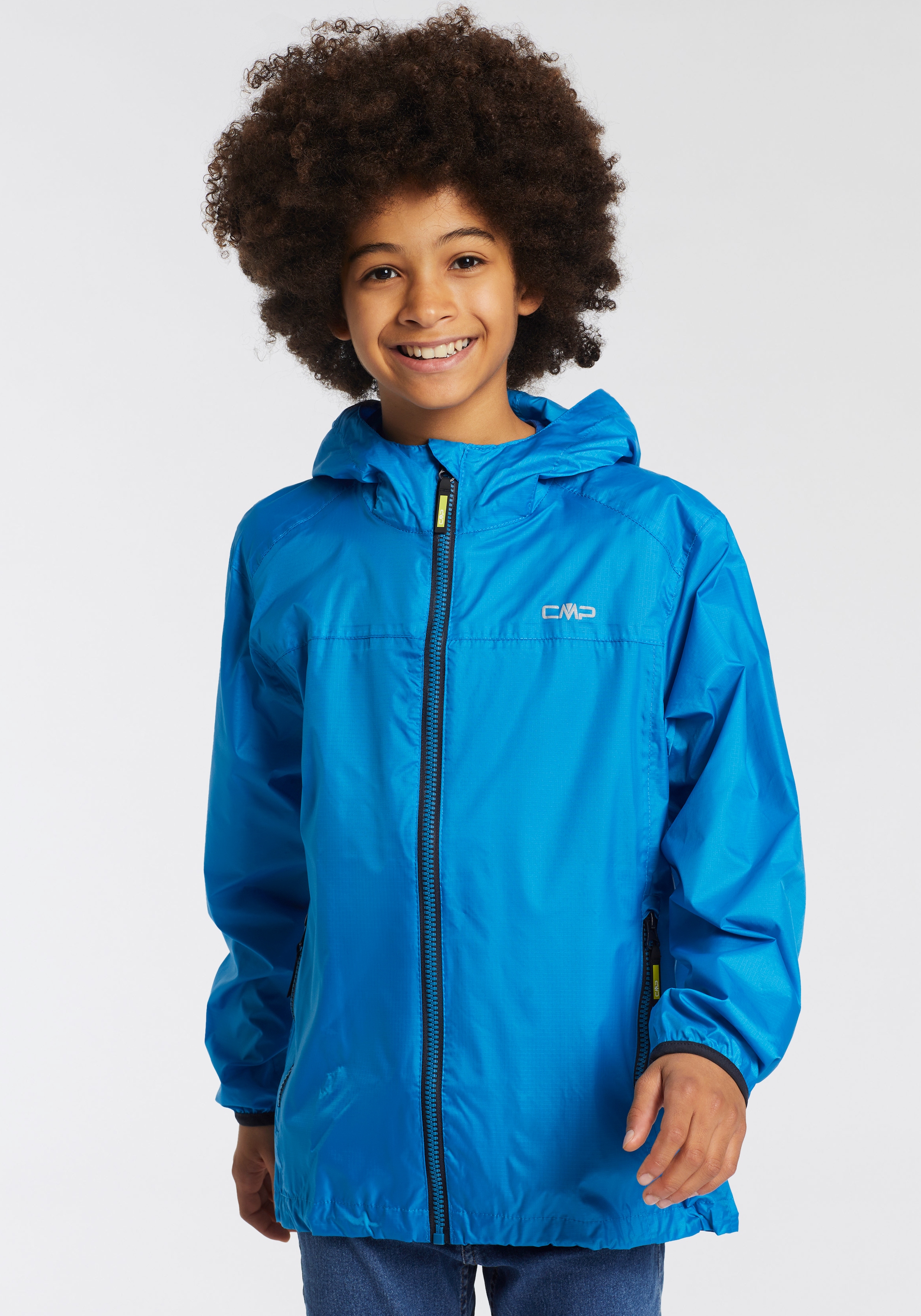 Cmp Cyano Regenjacke "Kid Jacket Rain Fix Hood" Mit Kapuze Wasserdicht, Winddicht, Atmungsaktiv, Mit Kapuze, Wassersäule 3000