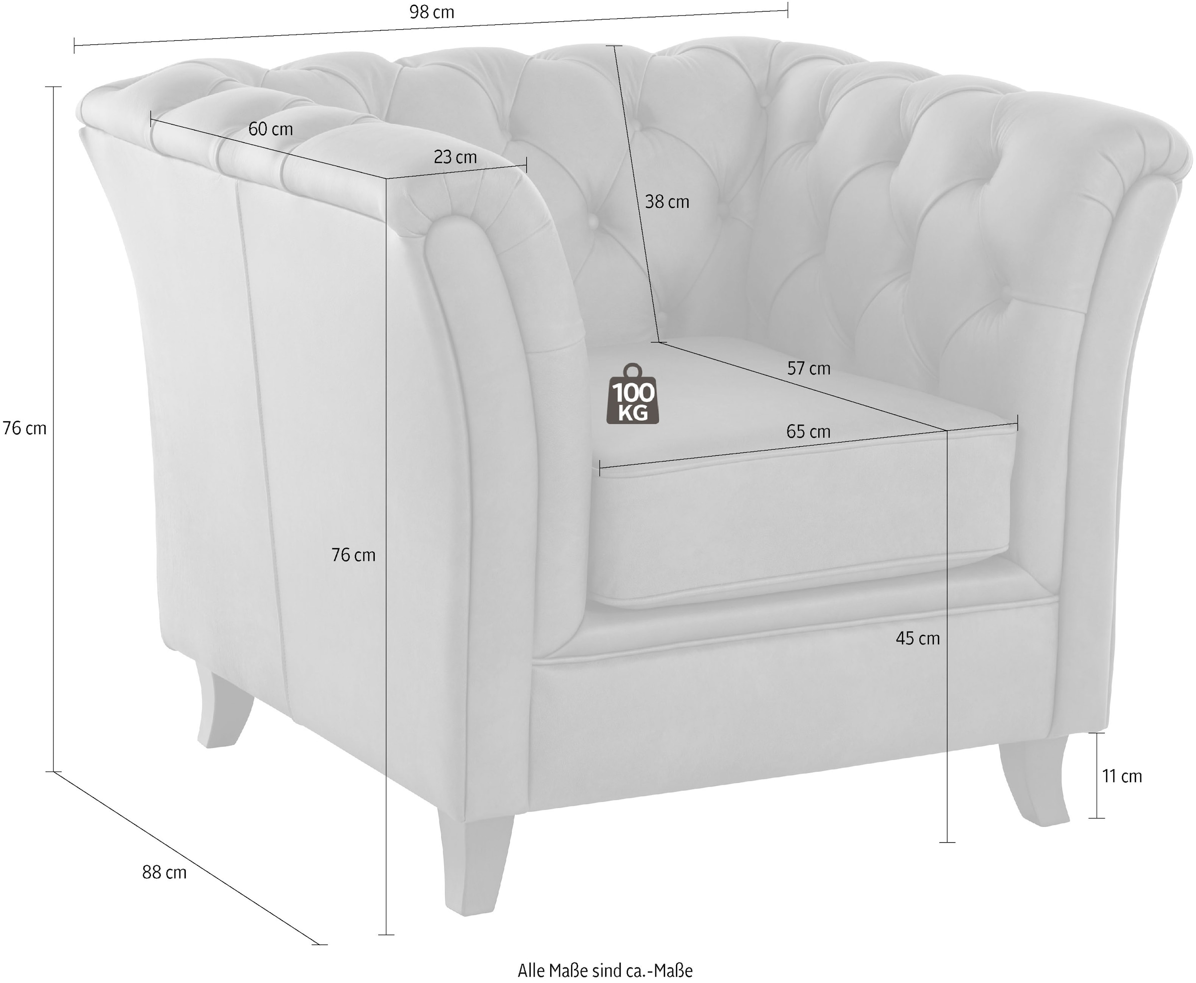 Home affaire Chesterfield-Sessel »Reims Cocktailsessel, Sessel«, mit echter Chesterfield-Knopfheftung, hochwertige Verarbeitung