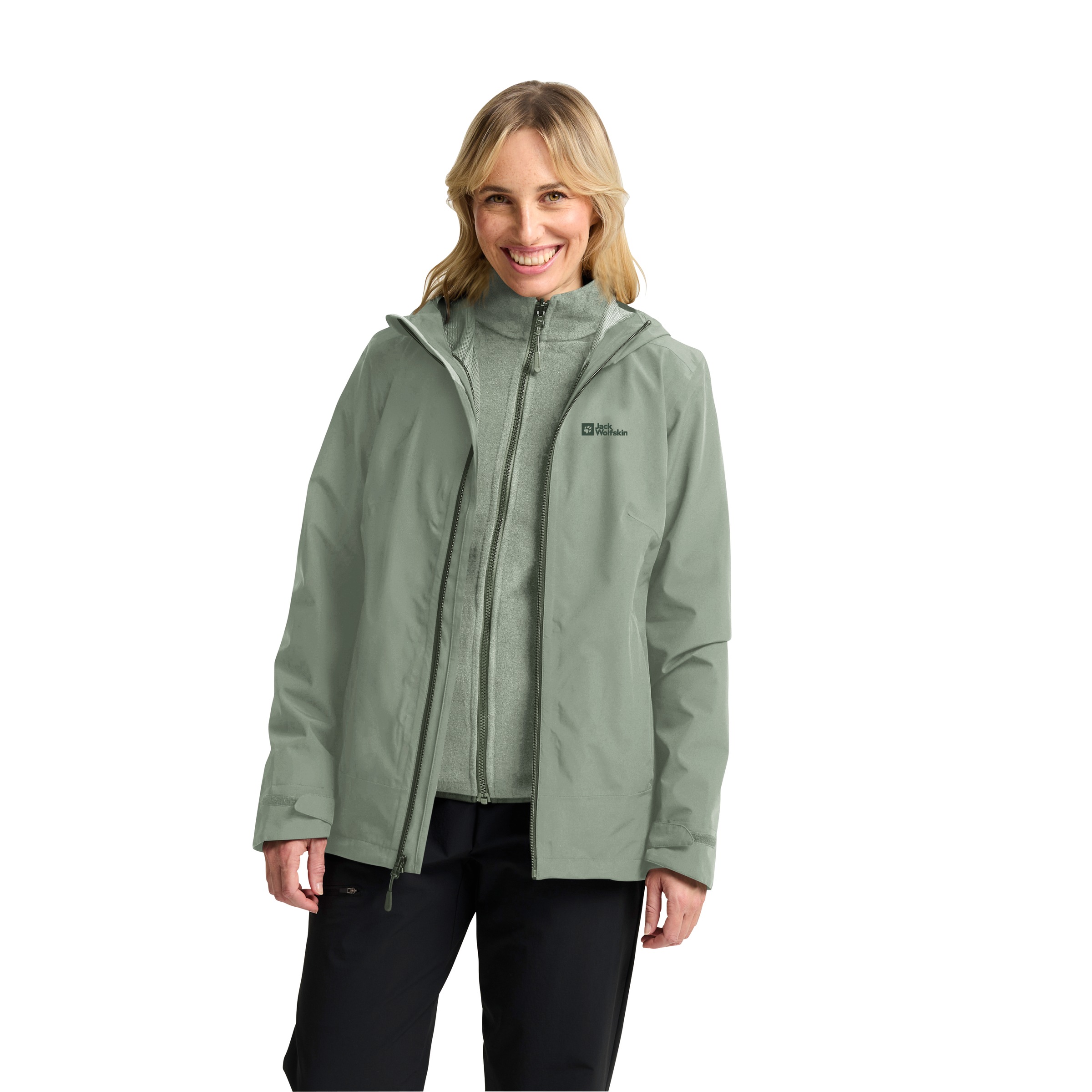 Jack Wolfskin 3-in-1-Funktionsjacke »MOONRISE 3IN1 JKT W«, mit Kapuze, 3in1, atmungsaktiv, Übergangsjacke