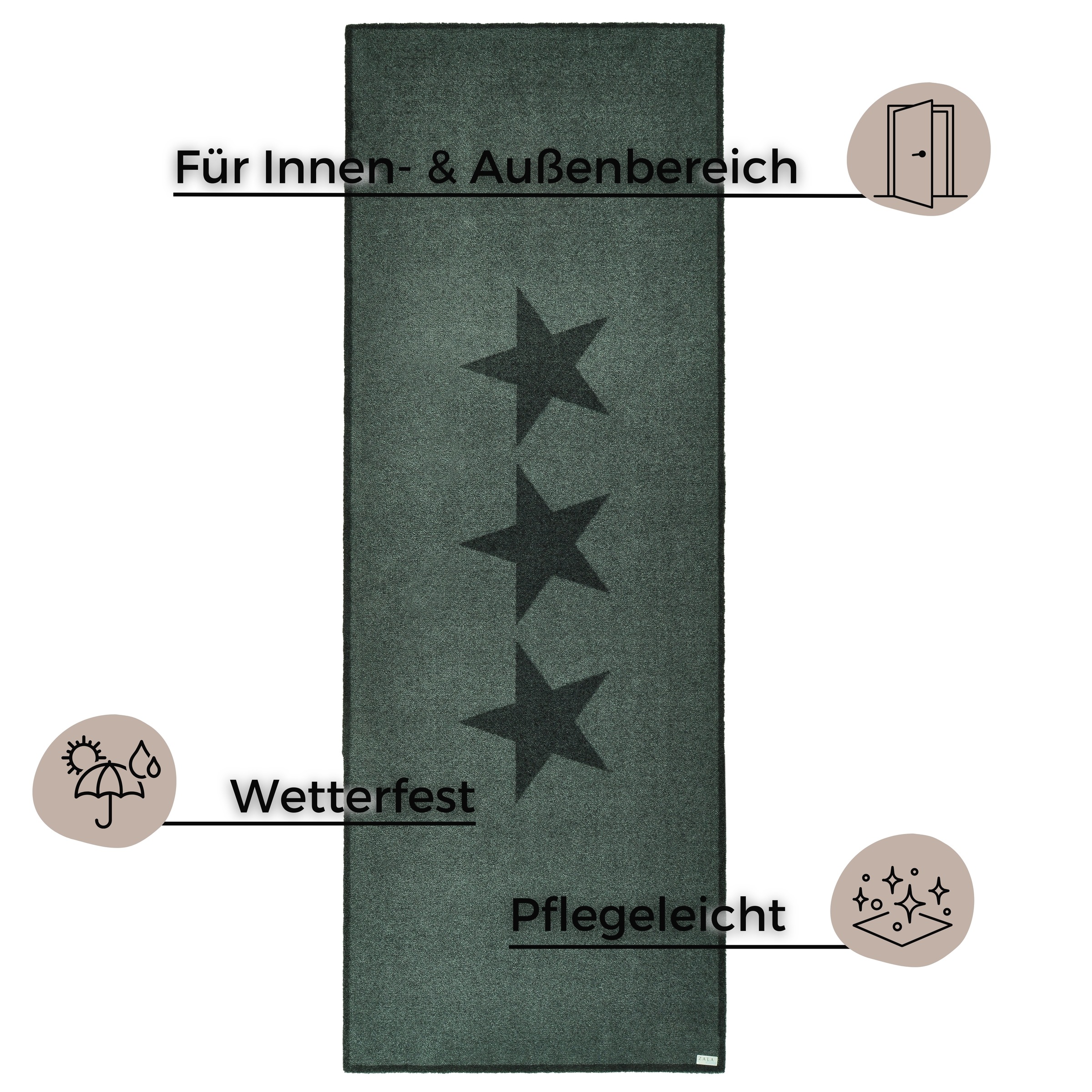 HANSE Home Fussmatte »Sterne, Türmatte«, rechteckig, 7 mm Höhe, Schmutzfangmatte, Innen und Aussen, Rutschfest, Wetterfest, Waschbar