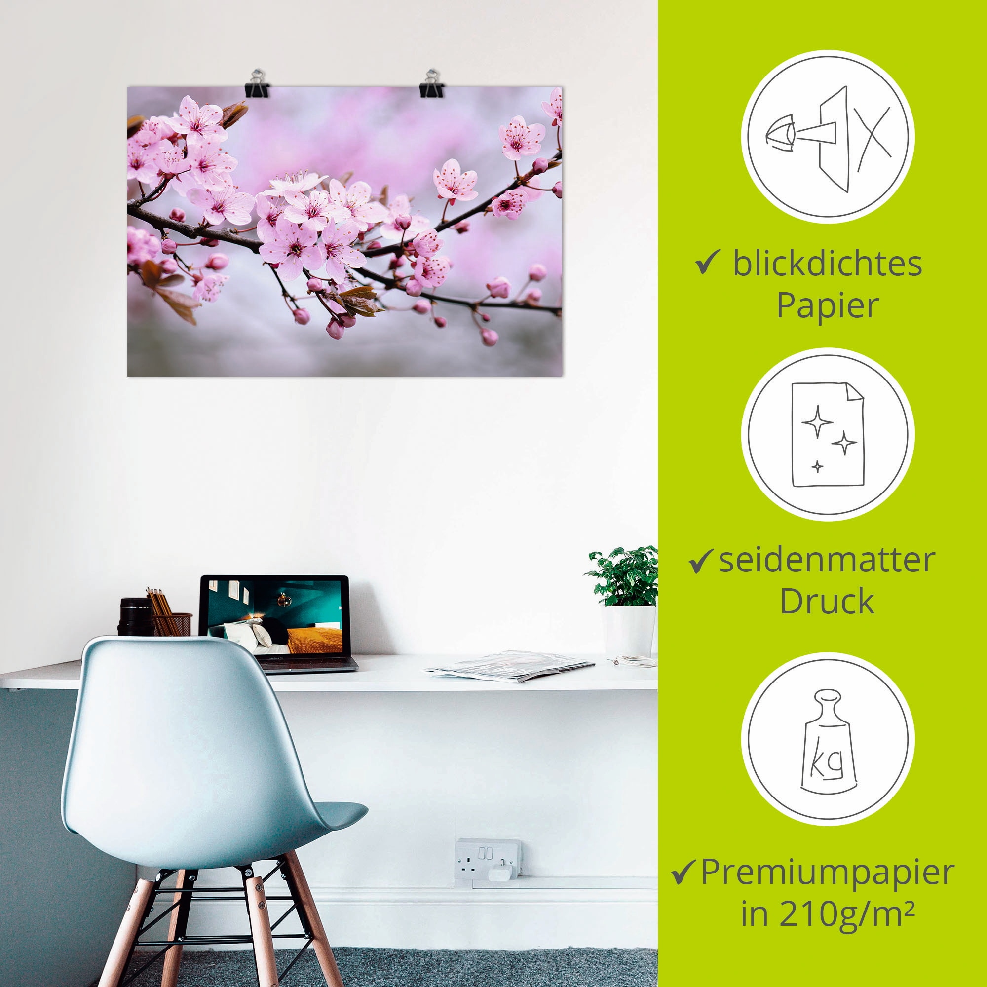 Artland Wandbild »Kirschblüten«, Blumen, (1 St.), als Alubild, Outdoorbild, Leinwandbild, Poster, Wandaufkleber