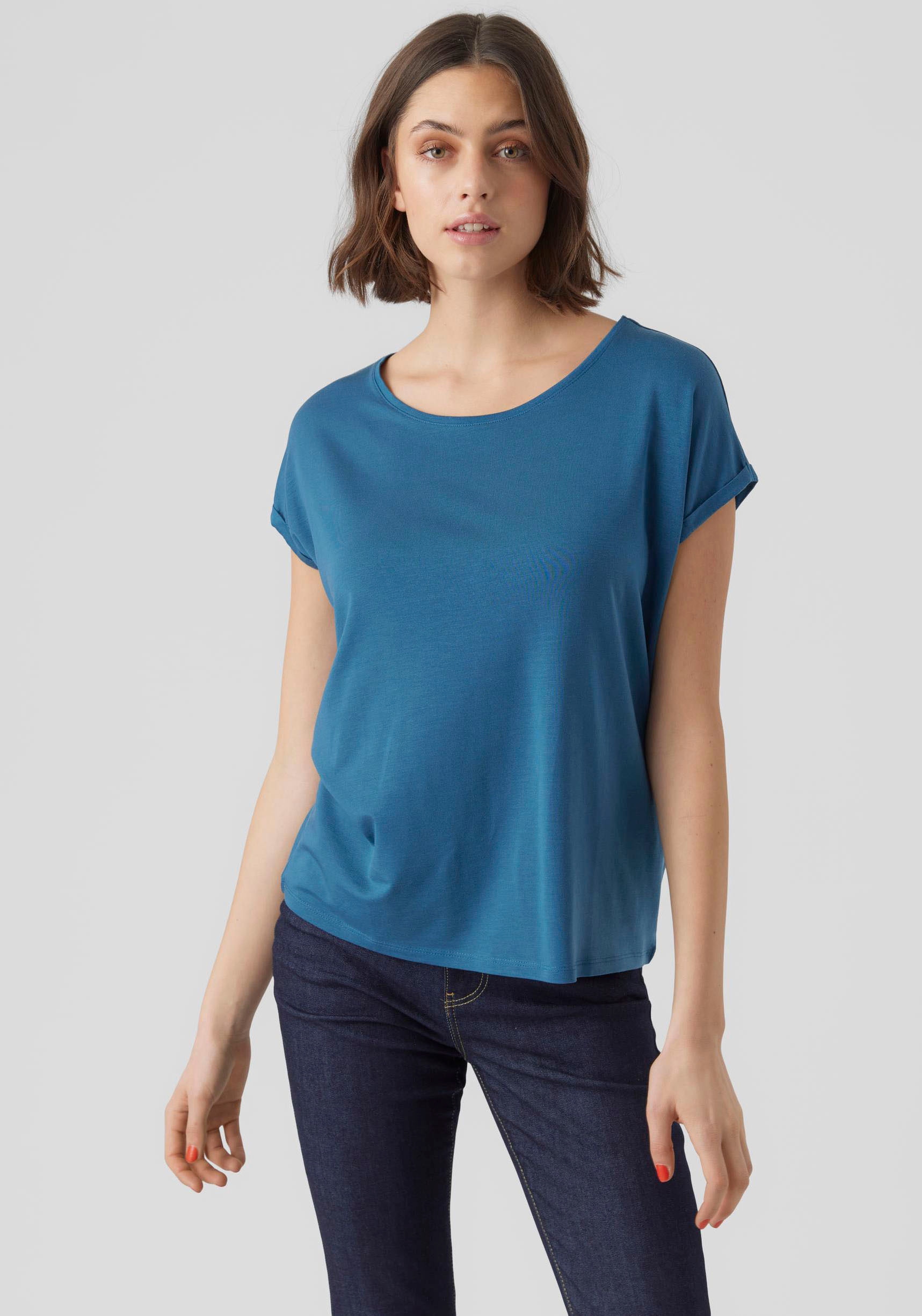 Vero Moda T-Shirt "VMAVA PLAIN SS TOP JRS NOOS" Materialmix, regular fit