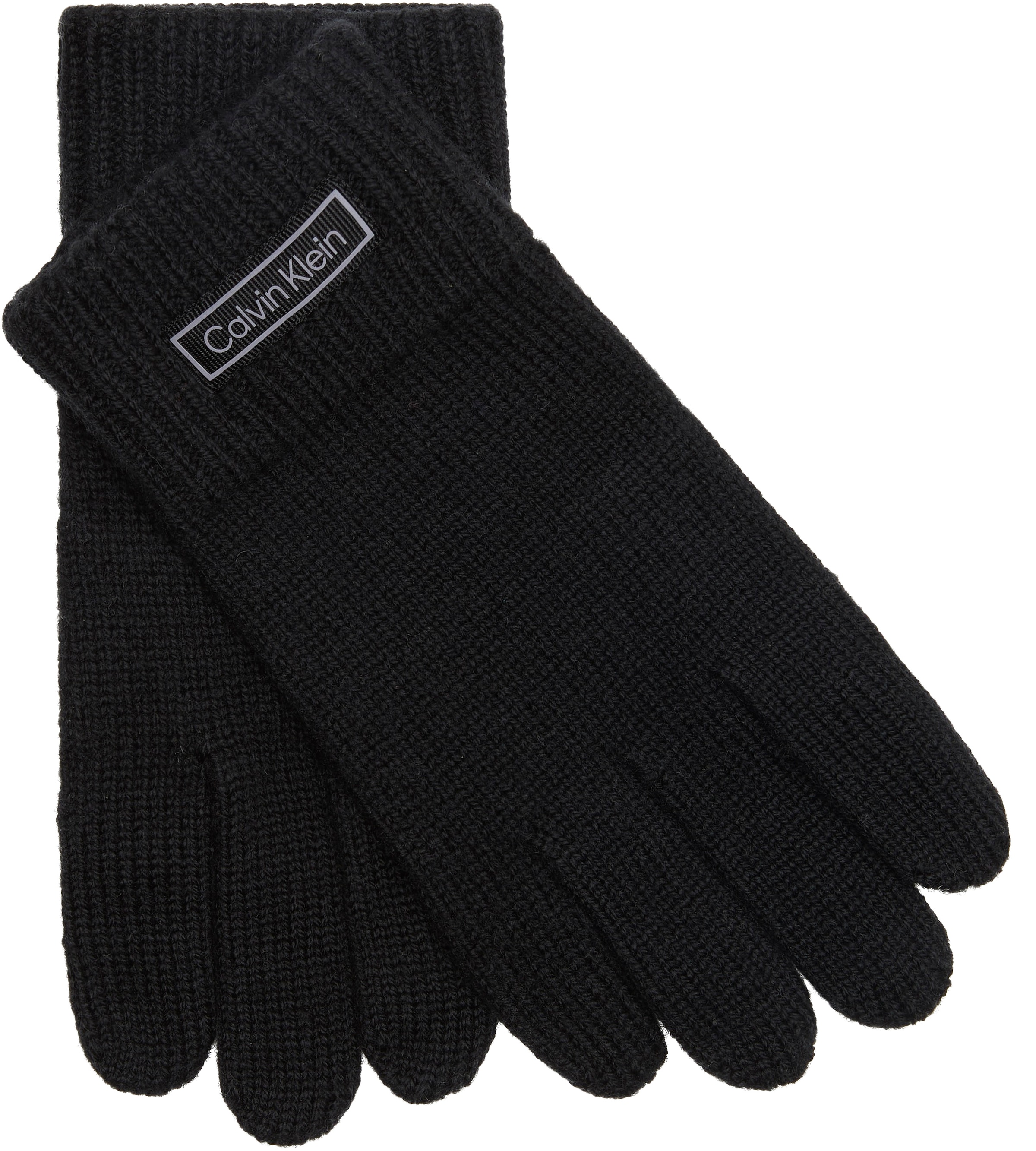 Calvin Klein Strickhandschuhe Rippstrick, mit Touchscreen-Technologie, warme Wollmix-Qualität