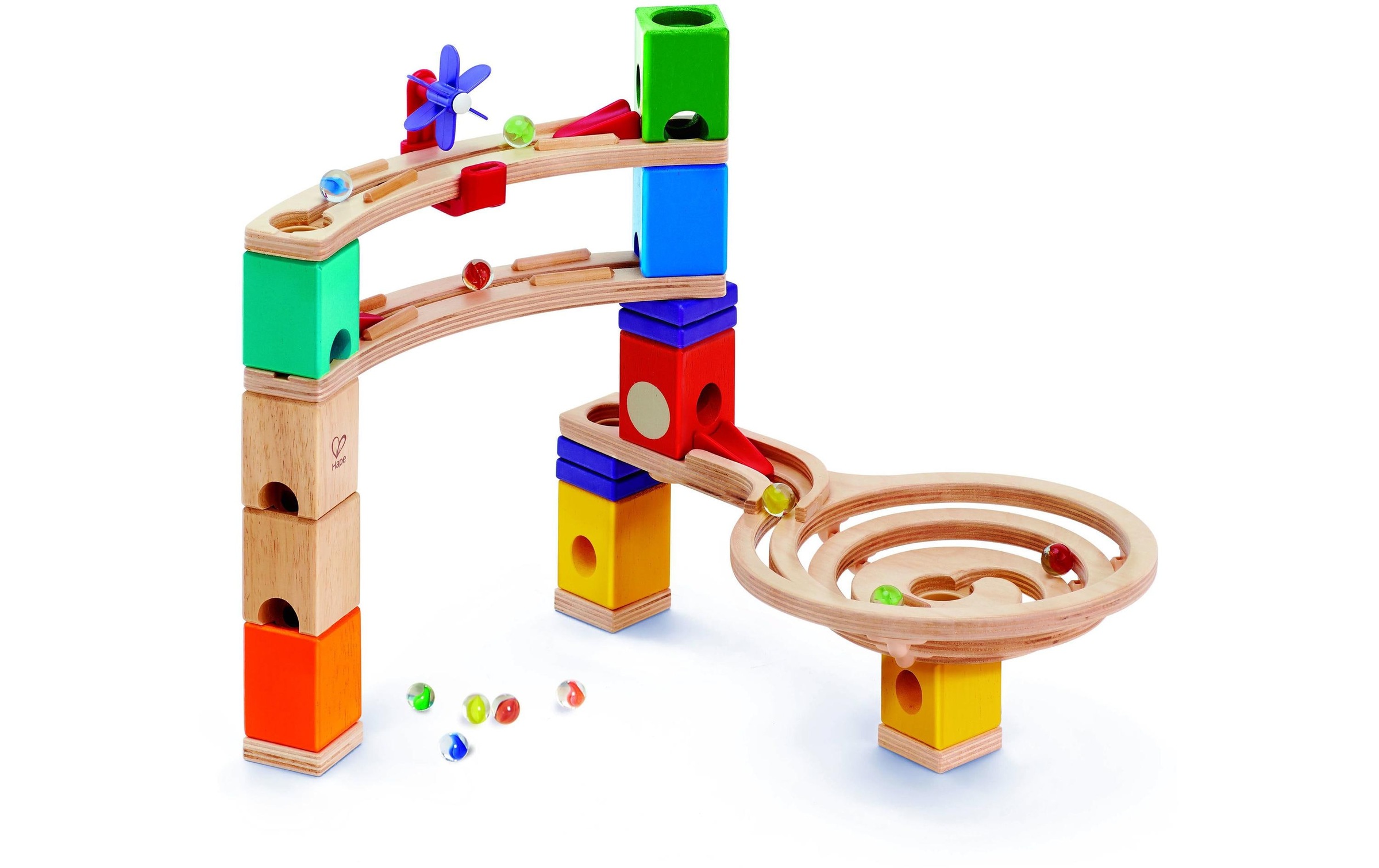 Hape Kugelbahn »Quadrilla Super Spiralburg & Endspurt«, (107 tlg.)