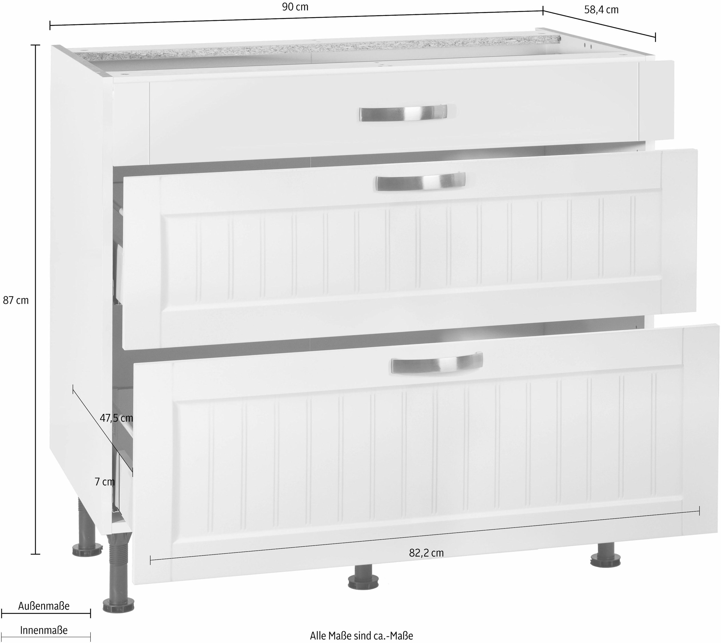 KOCHSTATION Unterschrank »KS-Cara«, Breite 90 cm, mit Vollauszügen und Soft-Close-Funktion