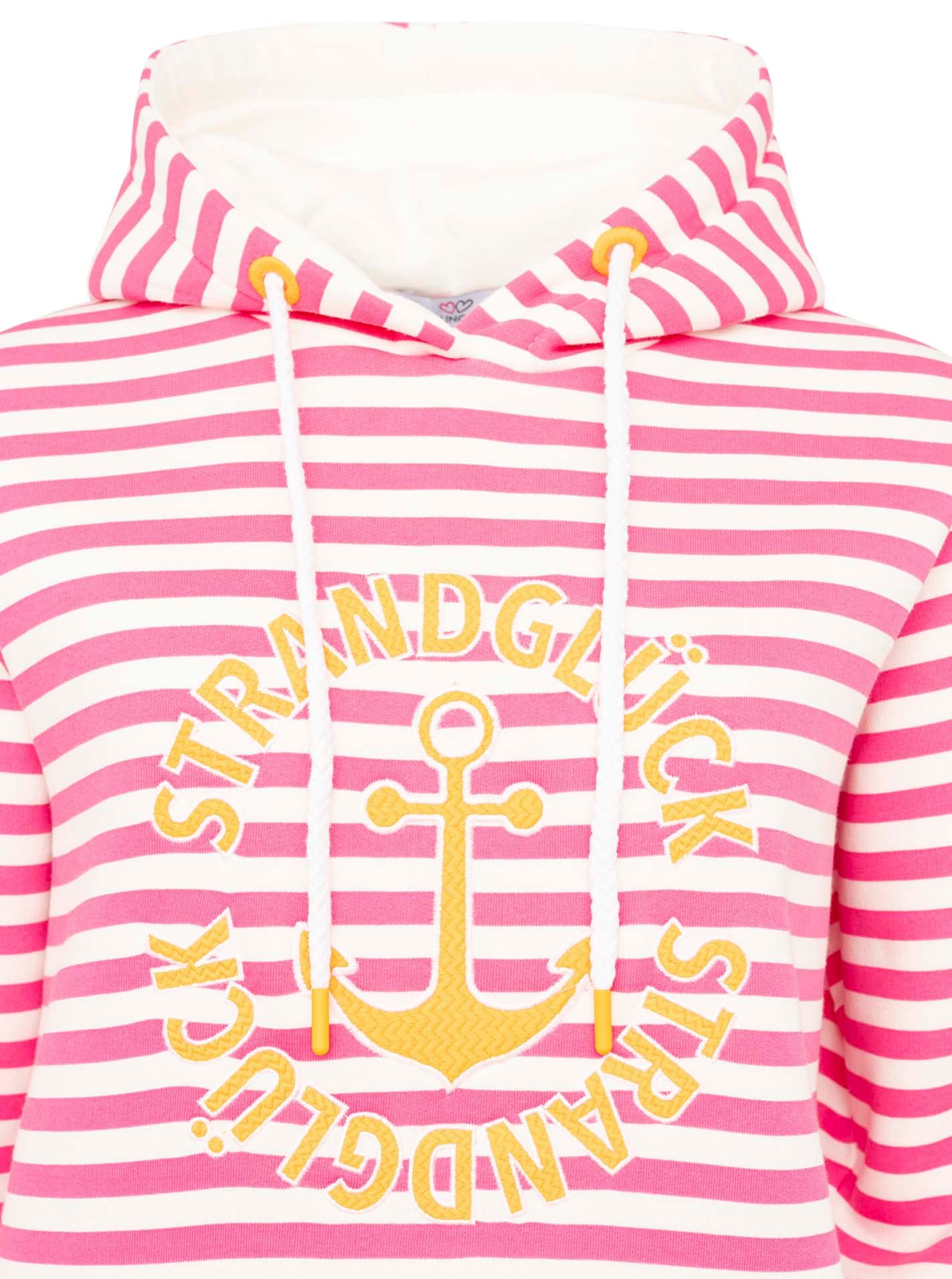 Zwillingsherz Kapuzensweatshirt »"Streifen Strandglück"«, gestreift, Stickererei vorne, Kordelzug; Tasche
