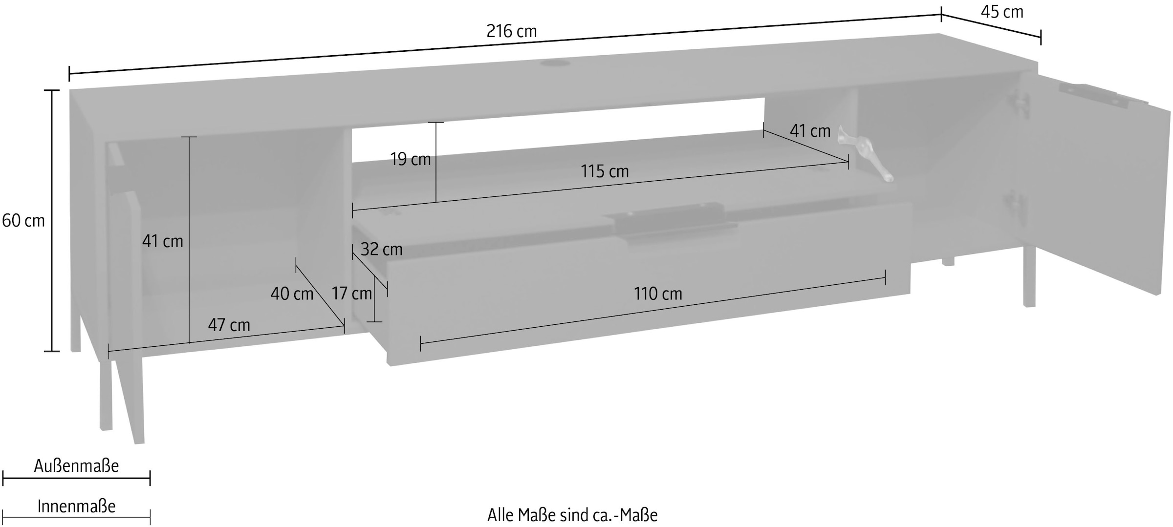 Mäusbacher Lowboard shoppen online Quadratgestell Jelmoli-Versand Breite mit cm »Bonnie«, | 216