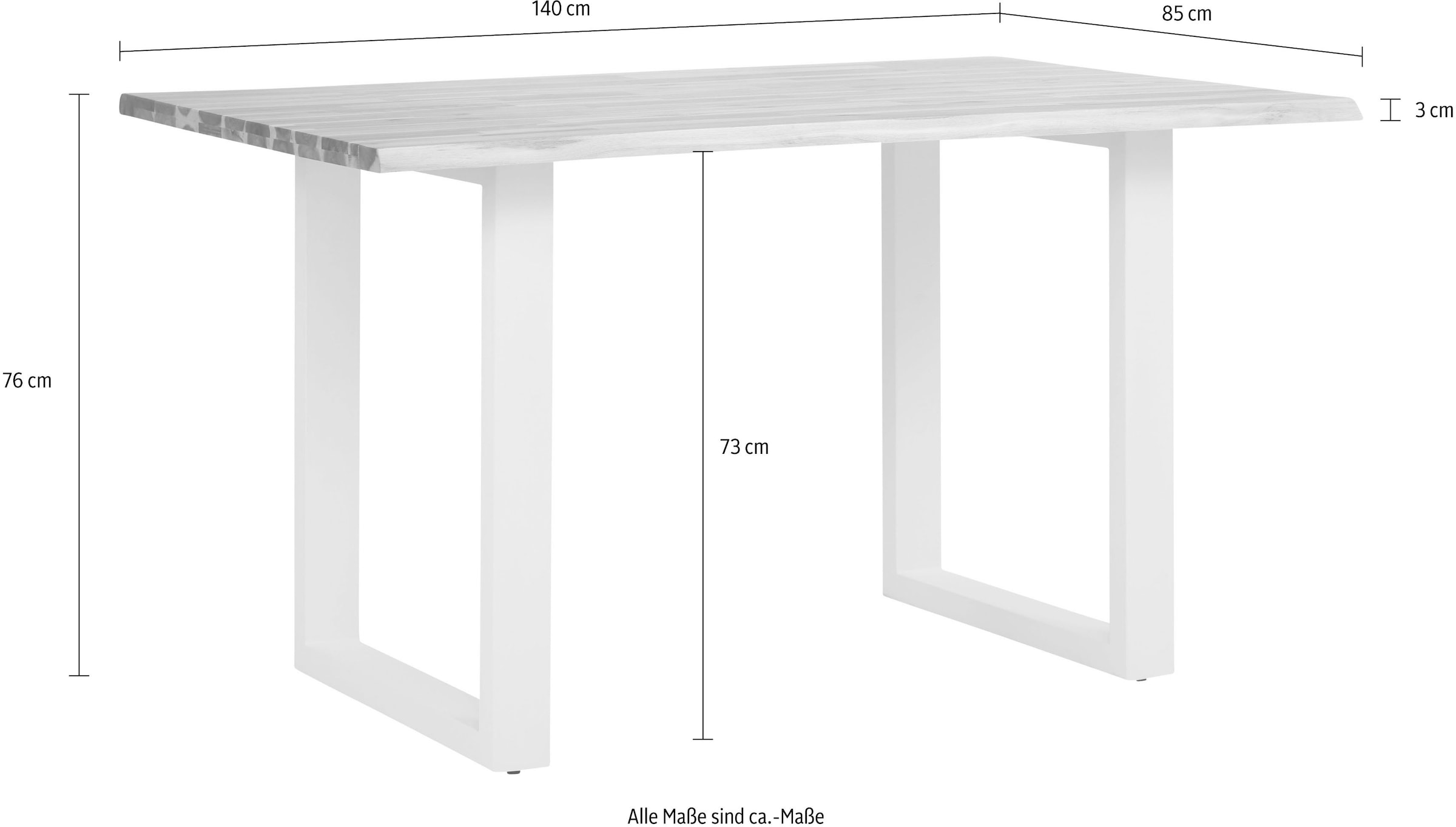 Home affaire Esstisch »Melody«, Akazienholz, mit Metallfussgestell Breite 140 cm