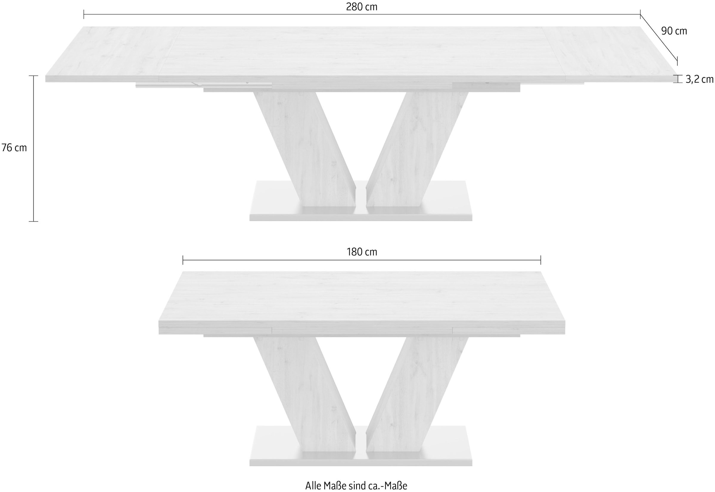 Mäusbacher Esstisch mit graphit »Komfort Auszugsfunktion, | in cm Jelmoli-Versand online V-Gestell 180-280 D«, mit bestellen und Breite