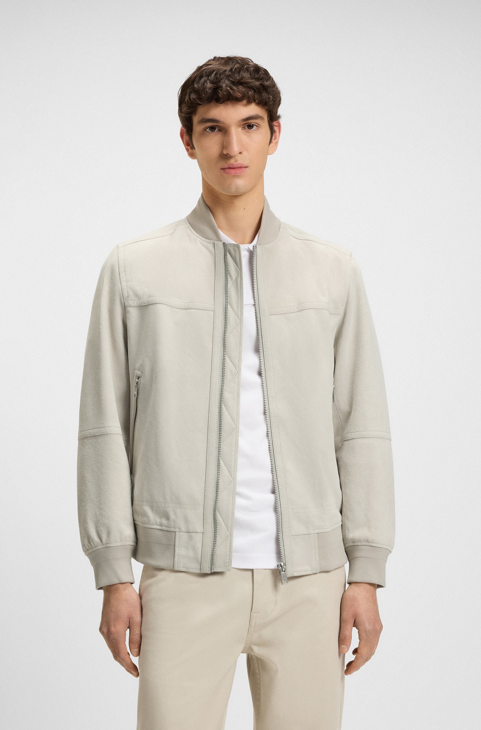BOSS ORANGE Lederjacke »Johice«, aus weichem Ziegennappaleder Premium Herrenmode Leather Blouson Bomber