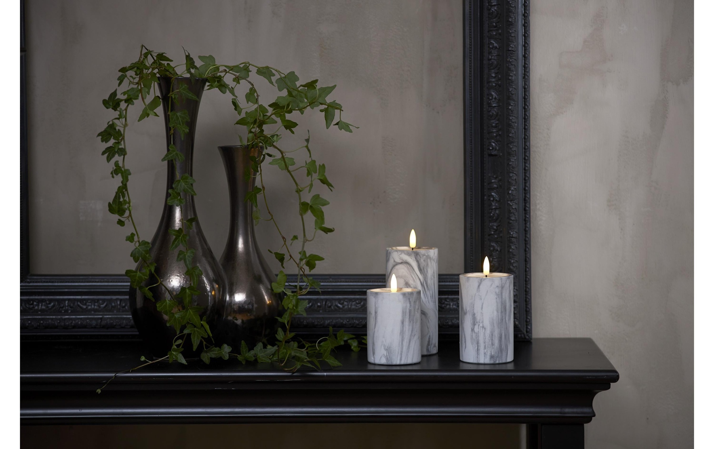 Parforce Traditional Hunting LED-Kerze »Pillar Flamme Marble Ø 75 x 175 cm Grau«
