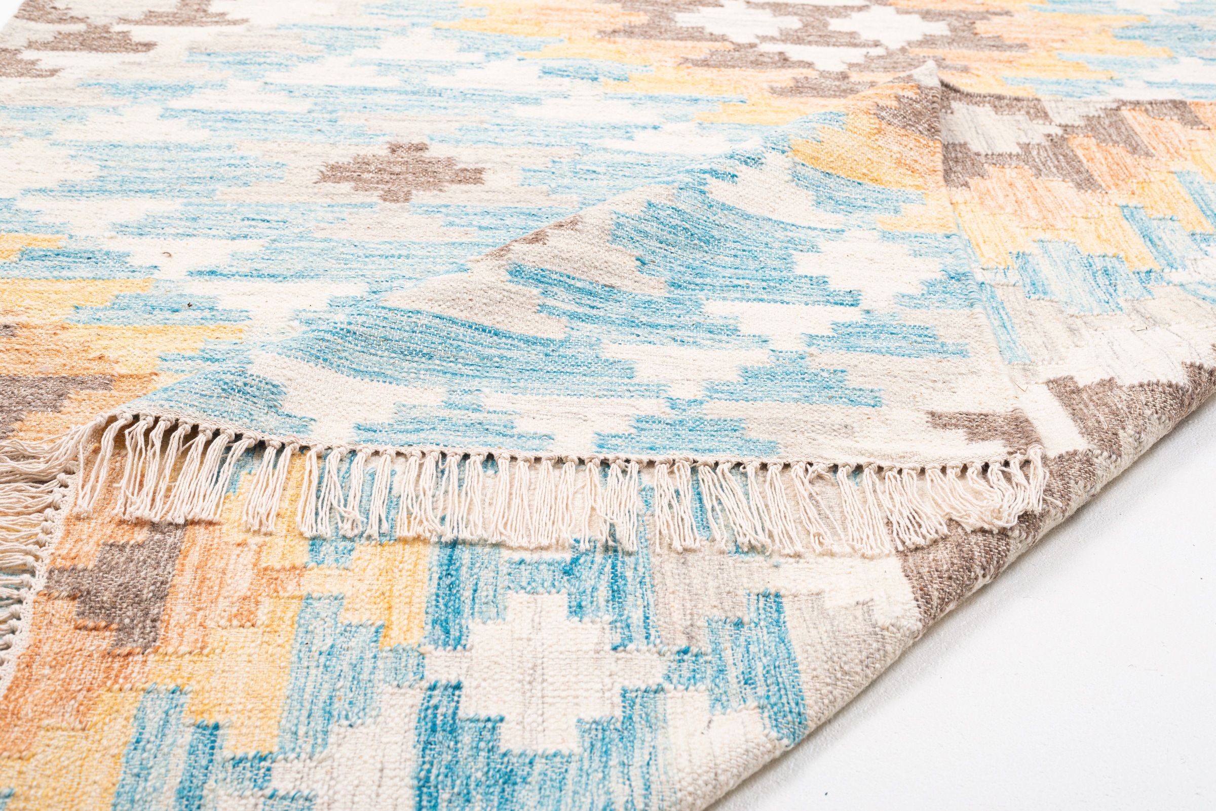 TOM TAILOR HOME Teppich »Check Kelim«, rechteckig, 5 mm Höhe, handgewebt, mit Fransen, Boho-Style