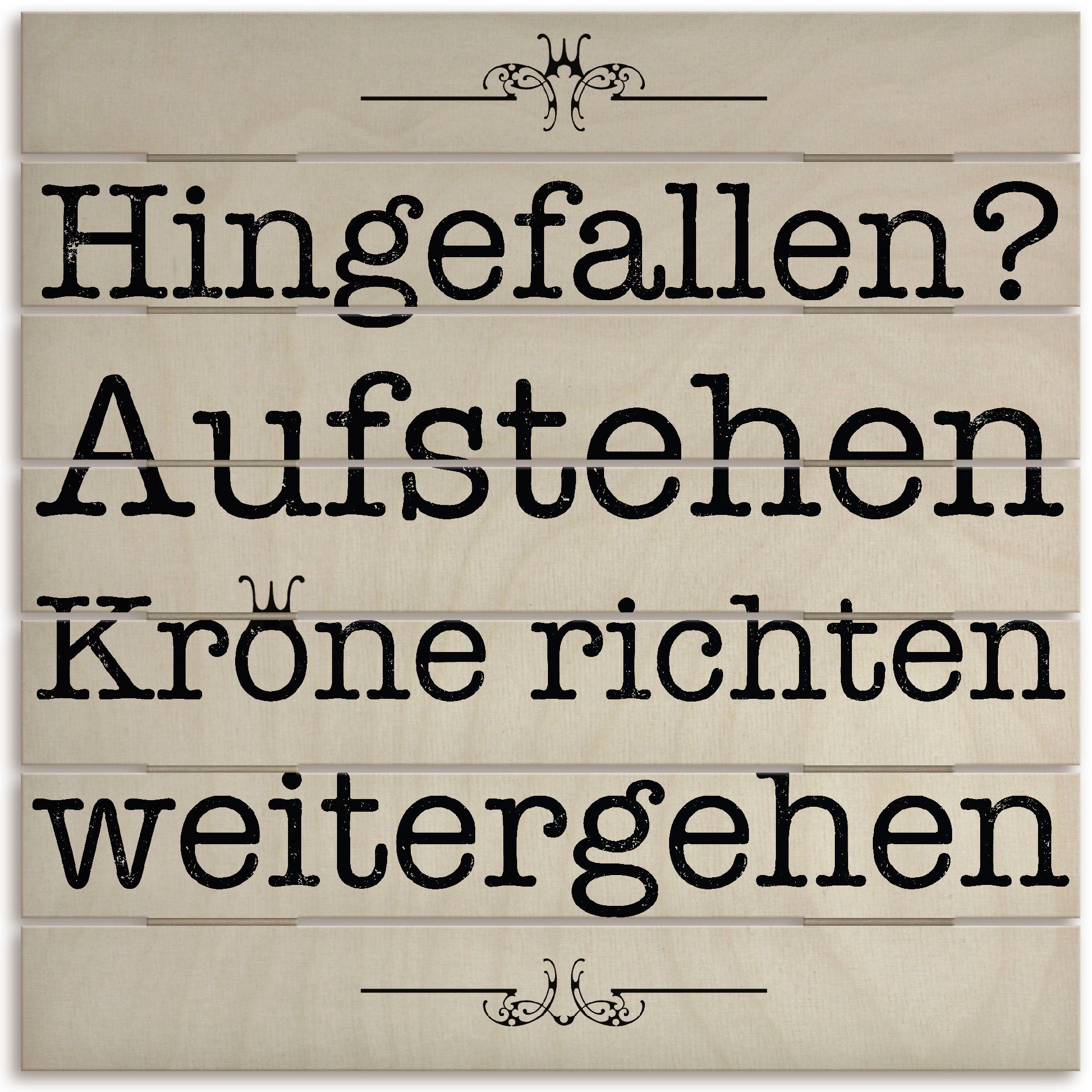 Artland Holzbild »Hinfallen & Aufstehen«, Sprüche & Texte, (1 St.)