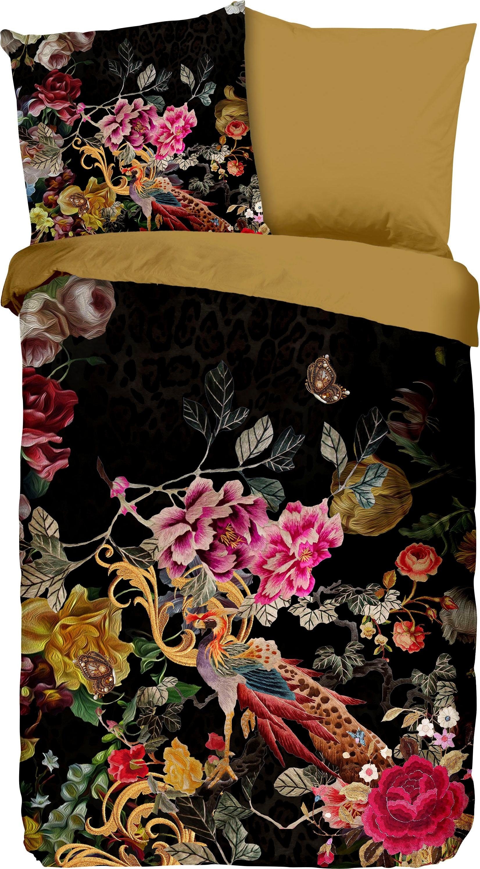 PURE luxury collection Wendebettwäsche »Vivaldi«, 135x200, Pflegeleicht, Reissverschluss, Wendeoptik, Dunkel, Blumen