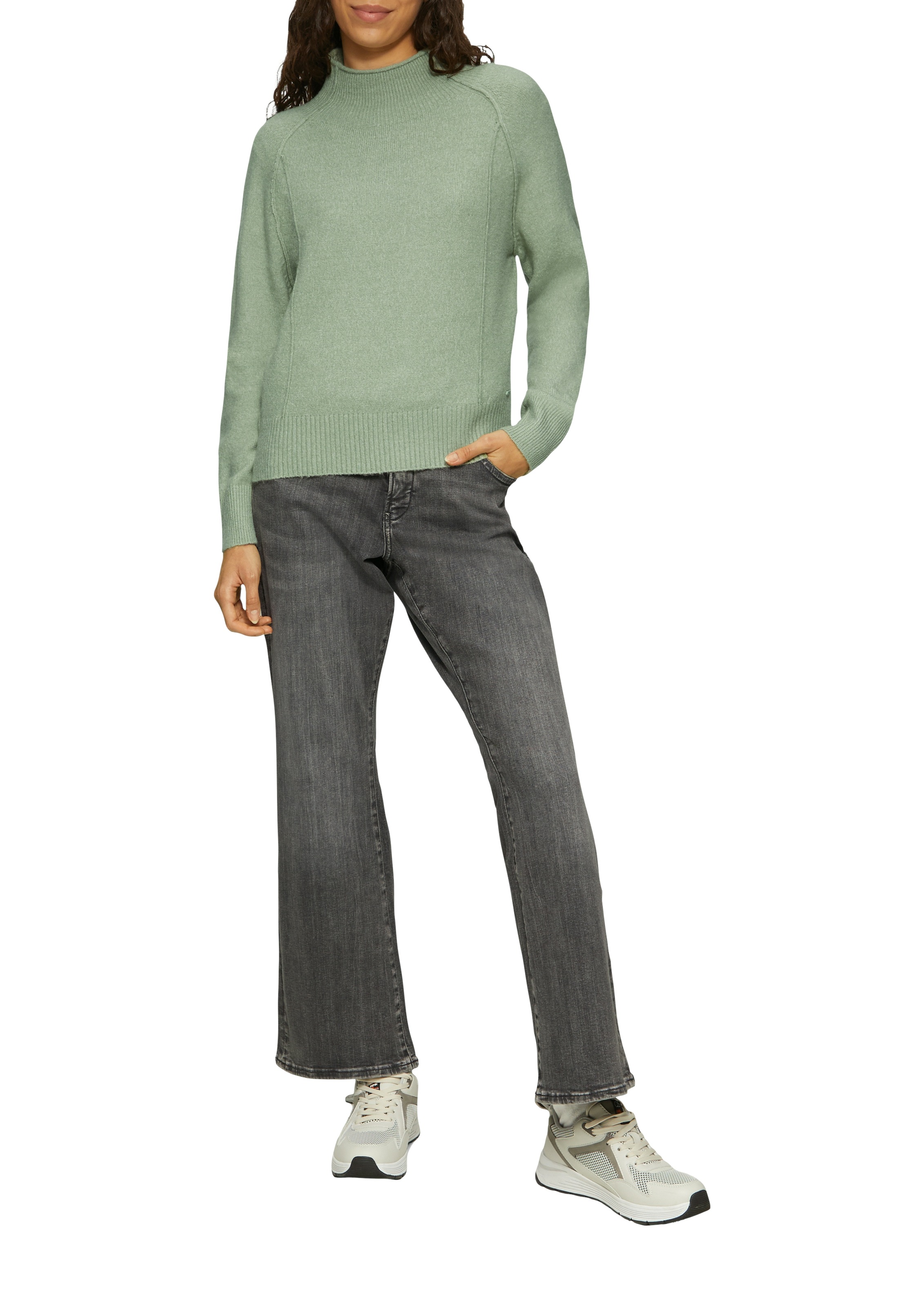 QS Stehkragenpullover, mit Ziernähten