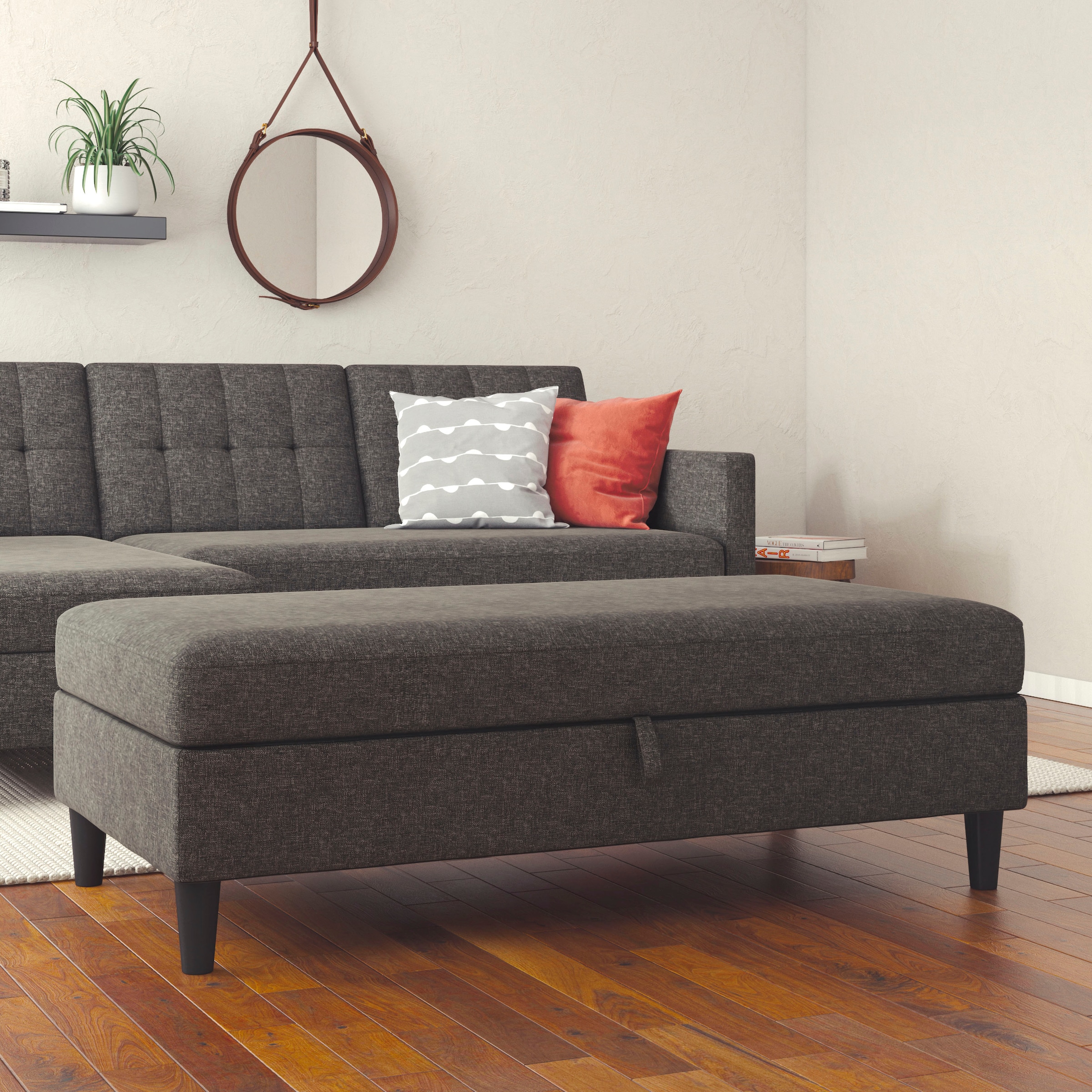 Dorel Home Stauraumhocker »Hartford«, Polsterhocker mit Stauraum, frei im Raum stellbar, Sitzhöhe 43 cm