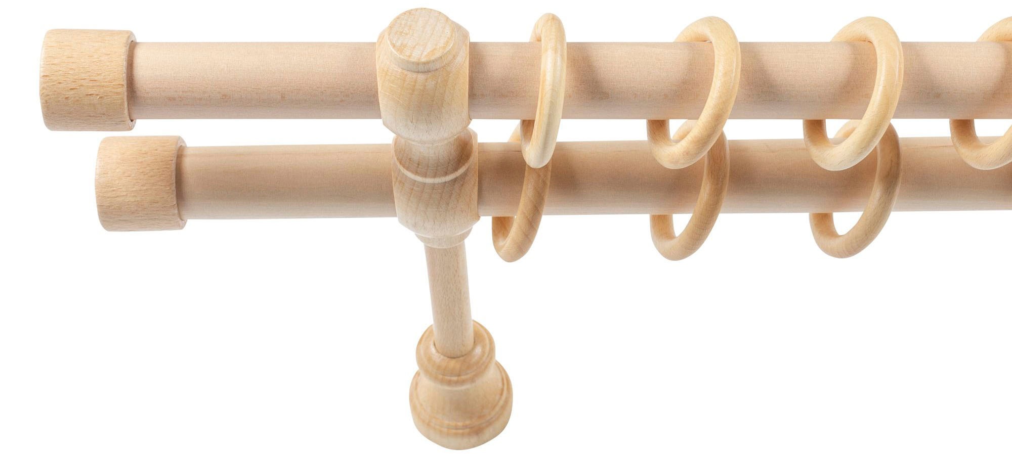 SN DECO GROUP Gardinenstange »Cafiro«, 2 läufig-läufig, Fixmass, 28 mm, Holz, verschiedene Längen und Farben, Komplettset