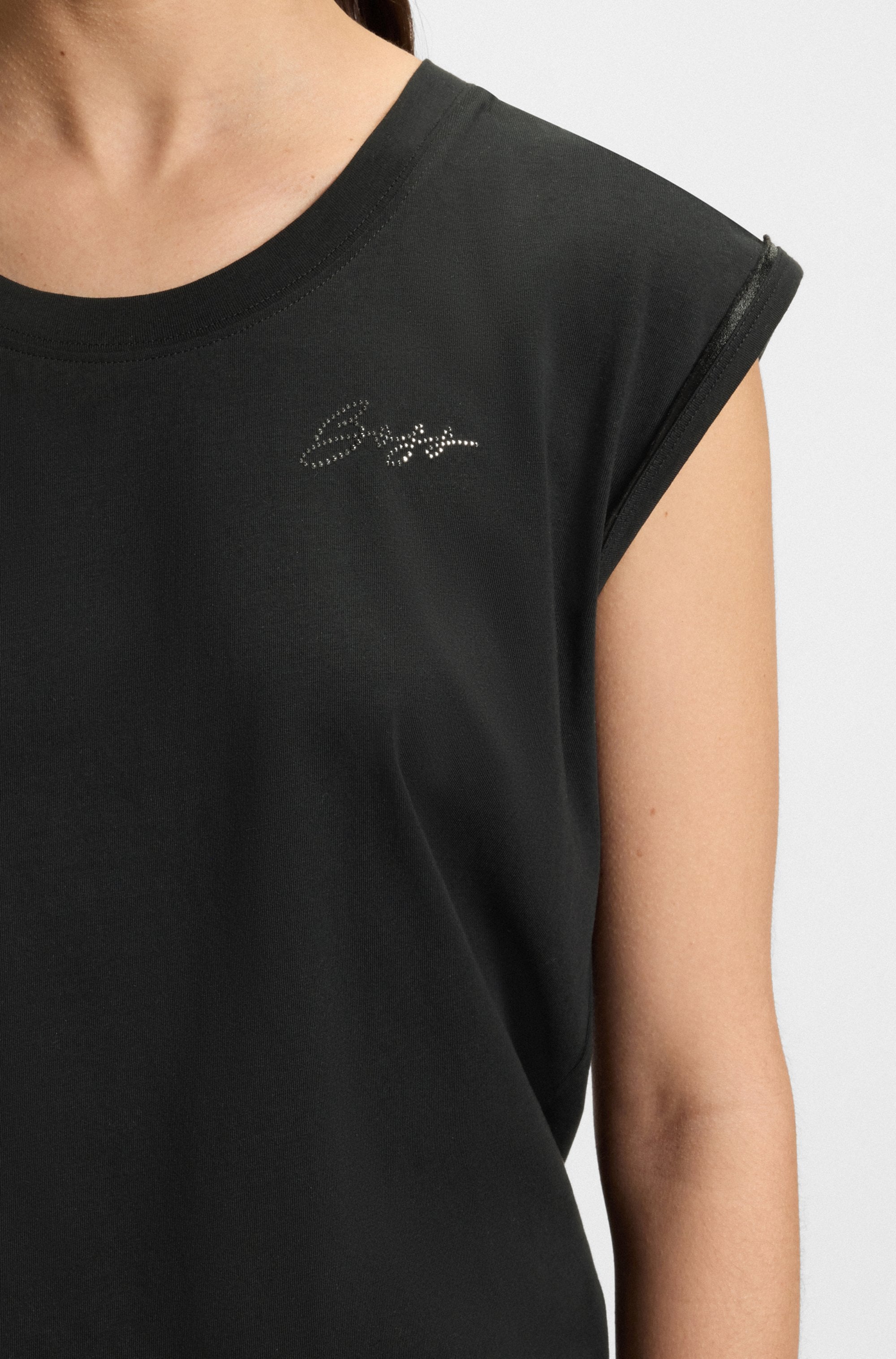 BOSS ORANGE Rundhalsshirt »Elai Premium Damenmode«, im Relaxed Fit, ärmellos