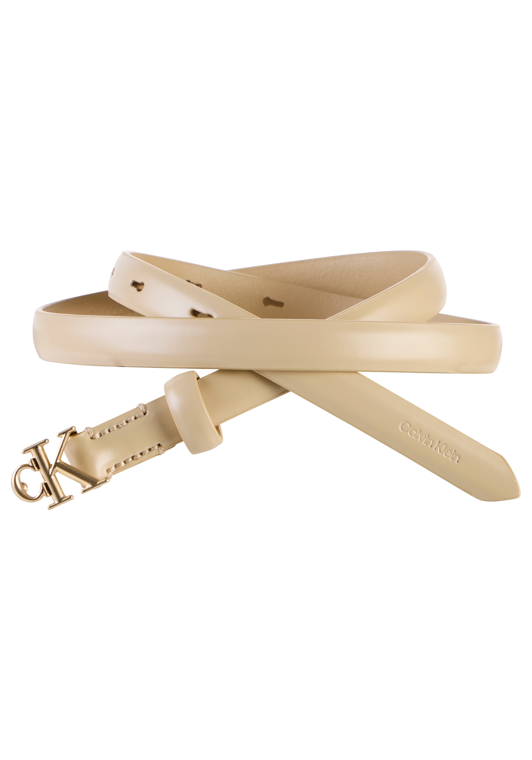 Calvin Klein Jeans Ledergürtel "ROUND CK BUCKLE 15MM BELT SMOOTH" Grössenverstellbar mit Metallschliesse
