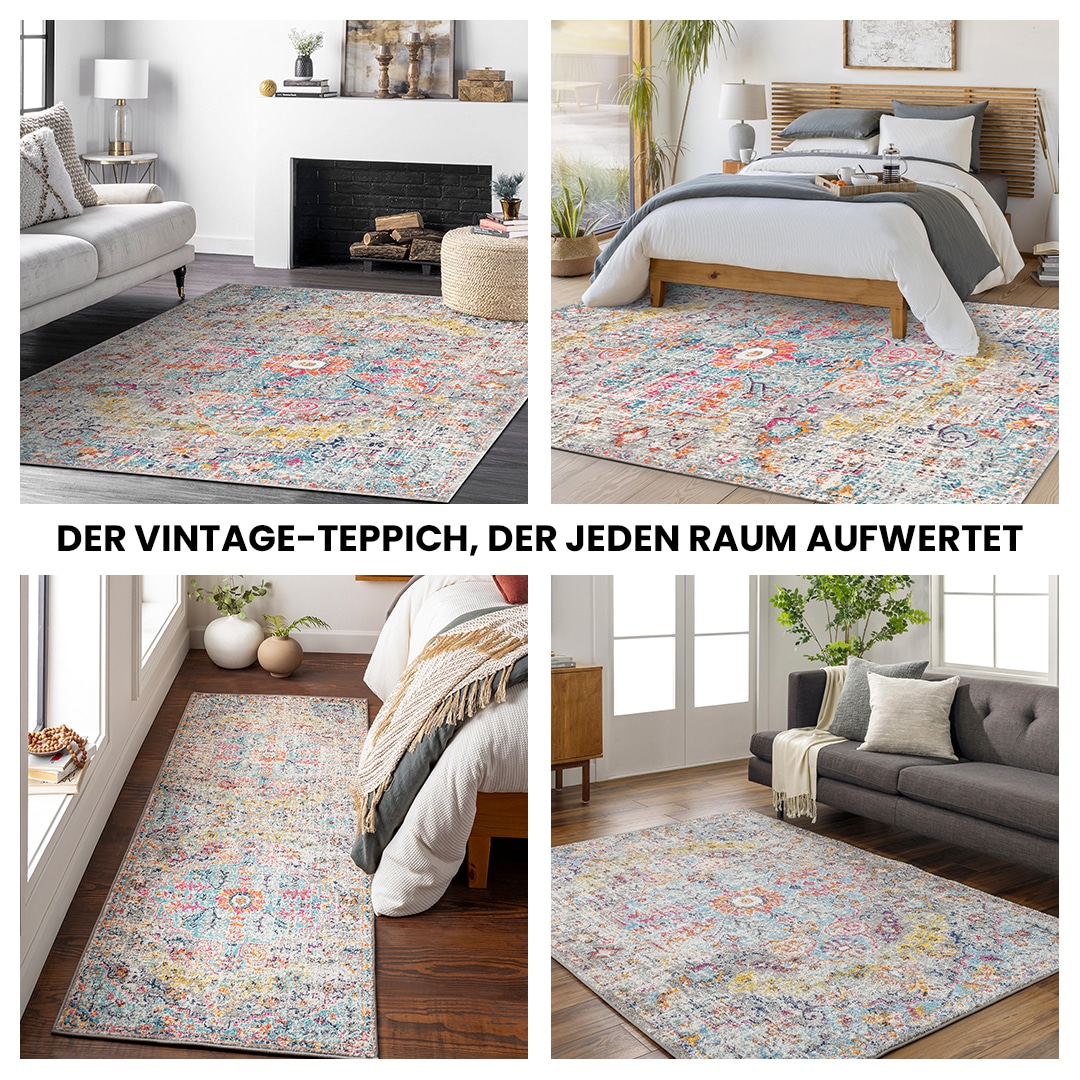 Livabliss Teppich »MUNICH«, rechteckig, 11 mm Höhe, Vintage Orientteppich, Kurzflor Boho Wohnzimmerteppich, Läufer