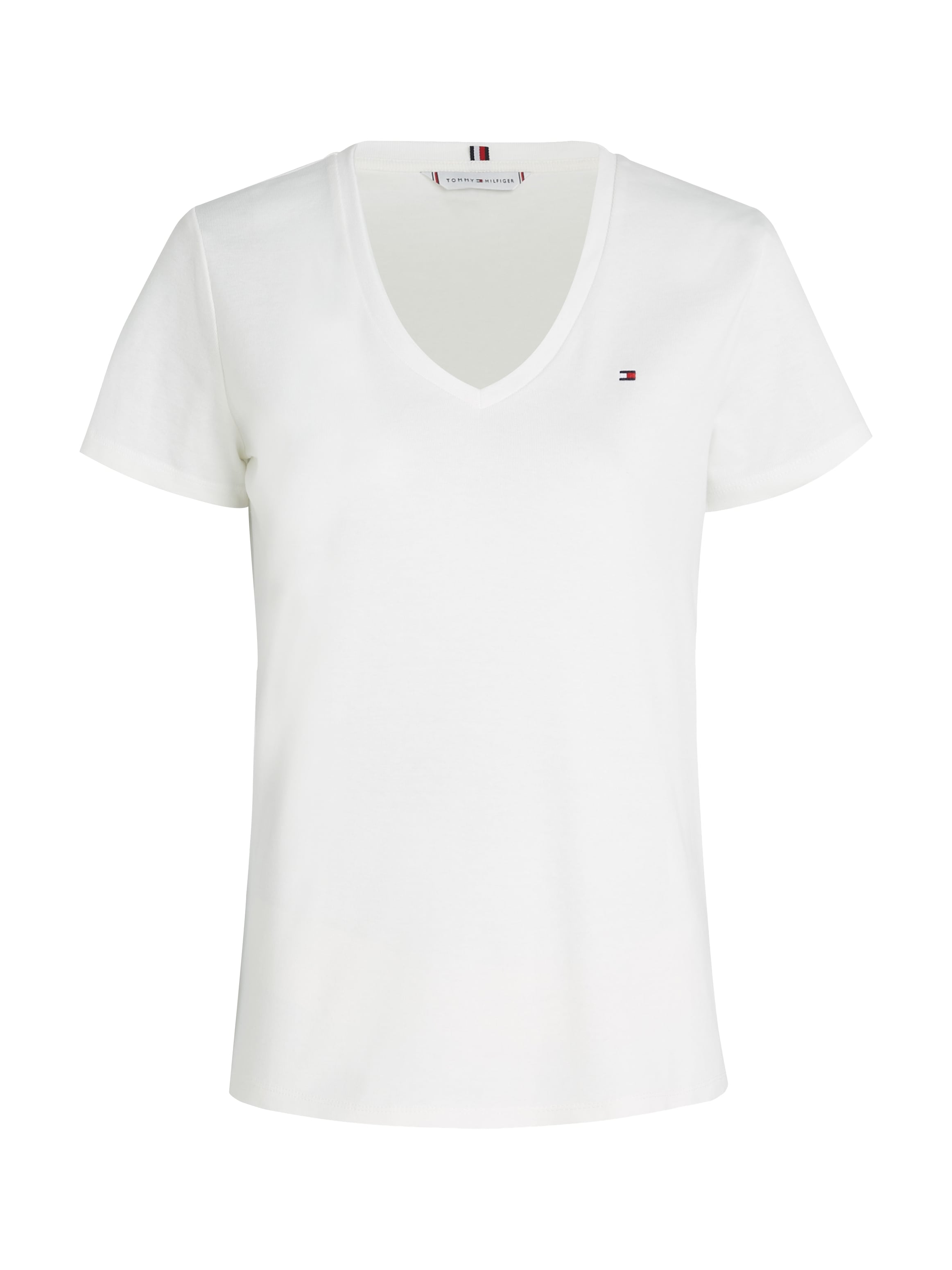Jelmoli-Versand Tommy SS«, online shoppen Schweiz »SLIM RIB CODY T-Shirt mit dezenter Logostickerei bei V-NECK Hilfiger