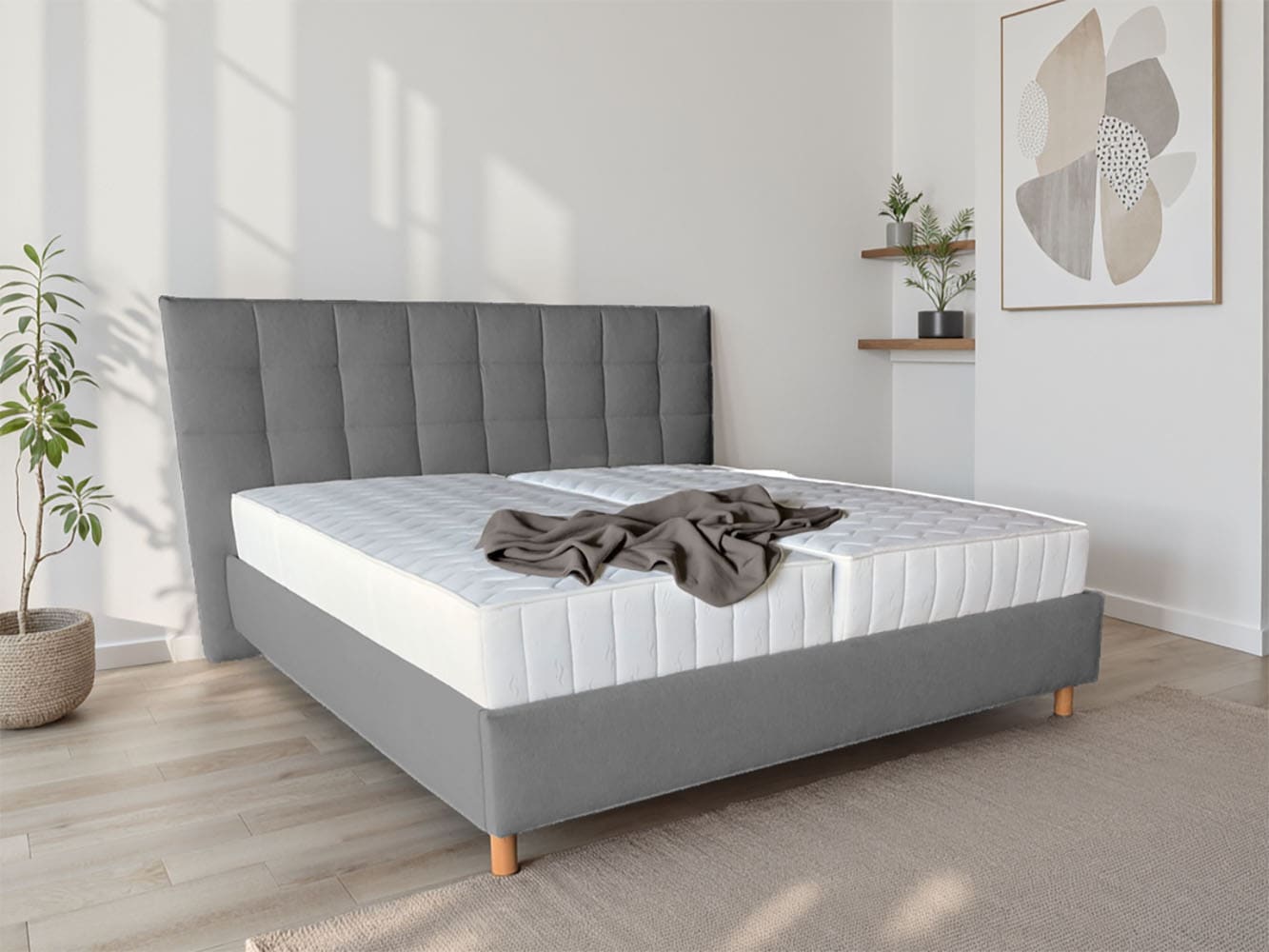 COLLECTION AB Polsterbett "CLASSIC Scandi erhältlich in der Breite 180x200cm" 3 Varianten: Rahmen, Rahmen + Rost oder Komplett-Set mit King-Matratze