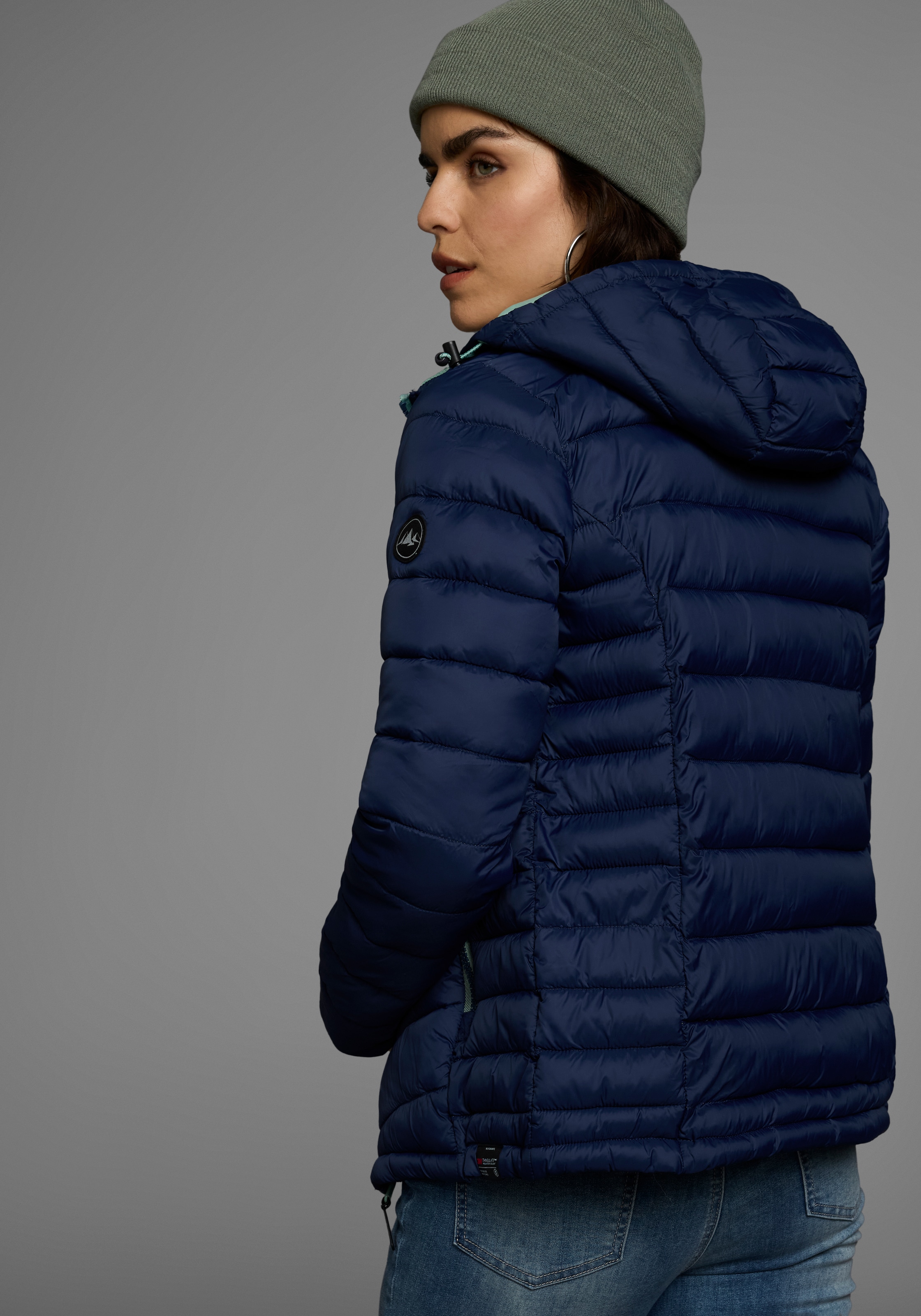 Polarino Steppjacke, mit Kapuze, Übergangsjacke für kühle Tage, aus leichtem Webmaterial