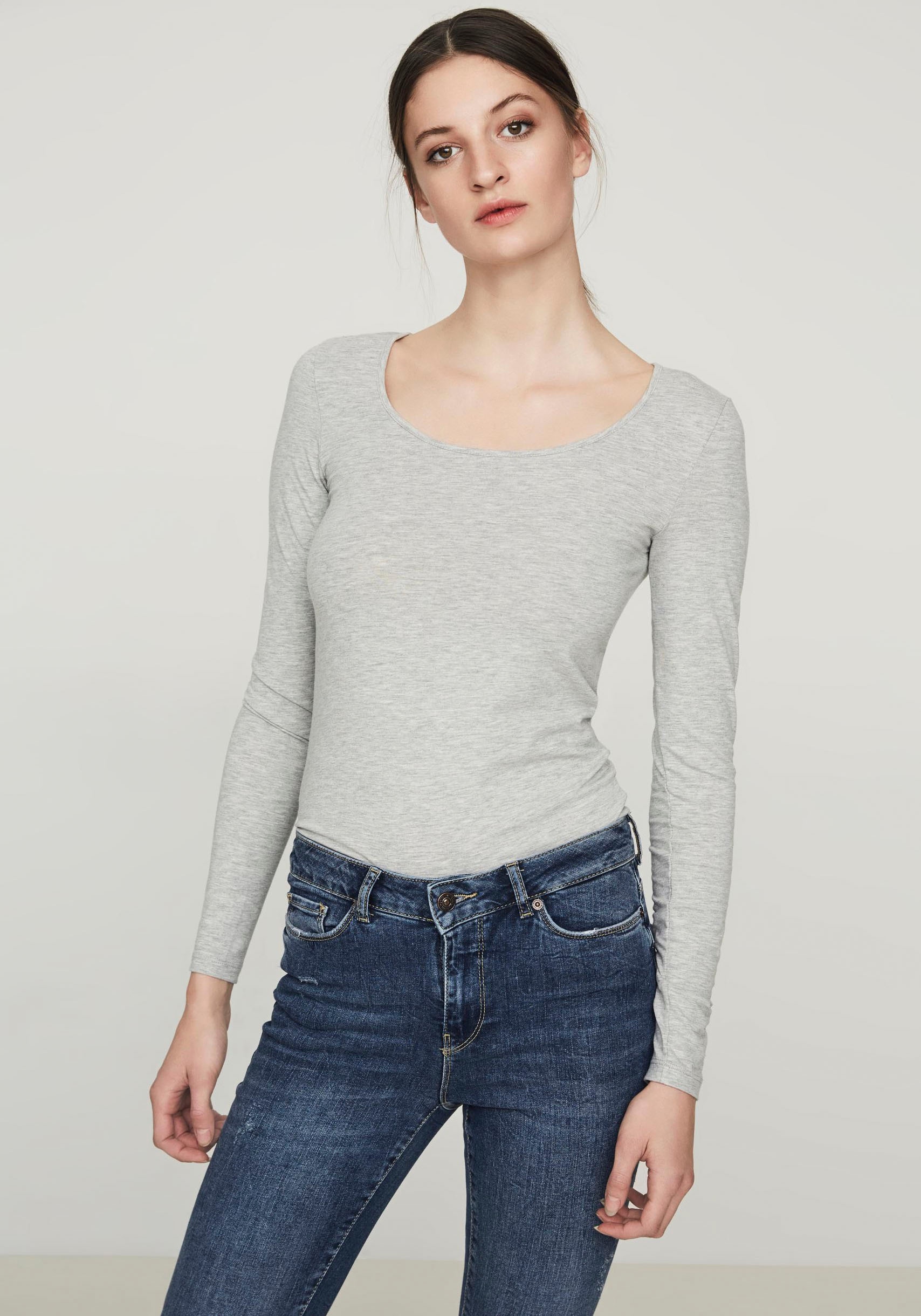 Vero Moda Langarmshirt "VMMAXI MY LS SOFT LONG U-NECK NOOS" Baumwollmischung, regular fit