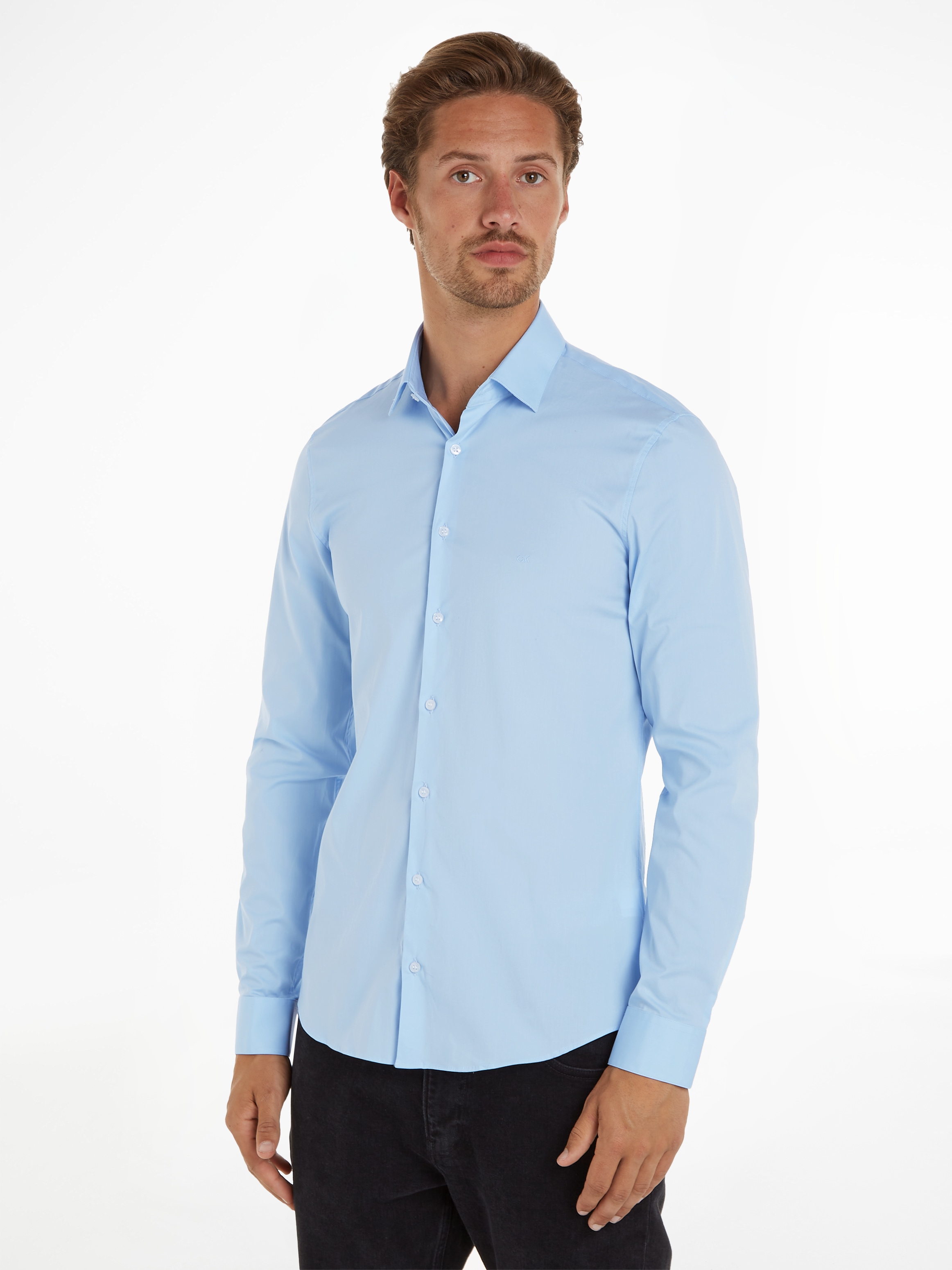 Calvin Klein Businesshemd »POPLIN STRETCH SLIM SHIRT«, mit Kentkragen