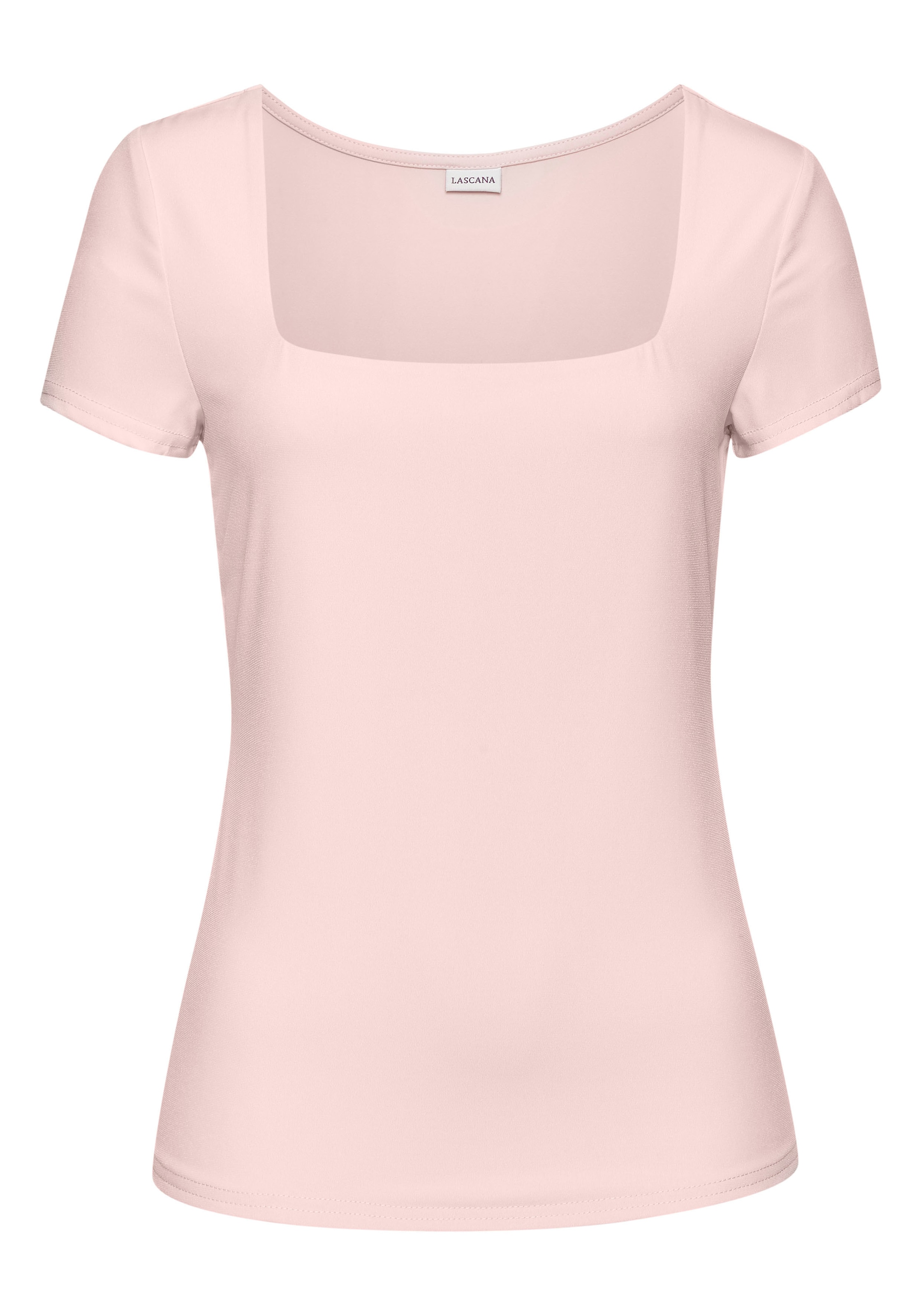 LASCANA T-Shirt, aus bügelfreiem Material, elegantes Kurzarmshirt, doppellagig