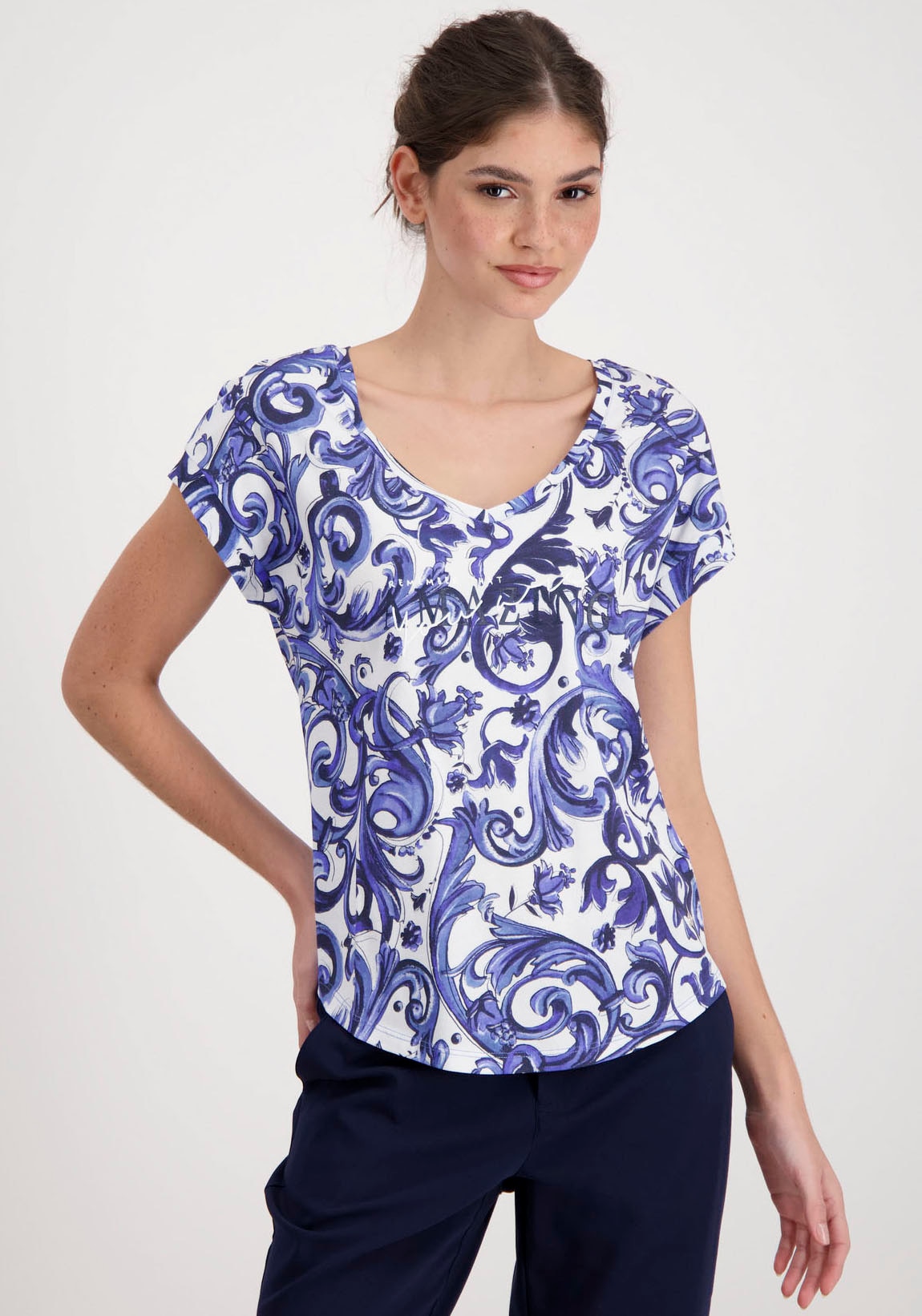 Alloverprint shoppen Rundhalsshirt, mit Monari online Jelmoli-Versand |