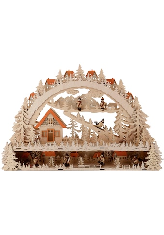 Schwibbogen »LED Winterlandschaft mit Podest, Weihnachtsdeko«, Breite 64 cm